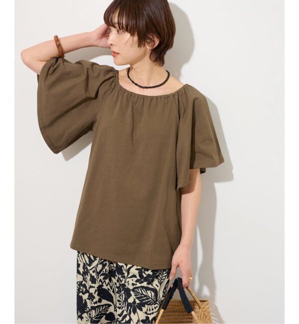 JOURNAL STANDARD relume「ギャザーネックショートスリーブ」|Tシャツ・カットソー|カーキ