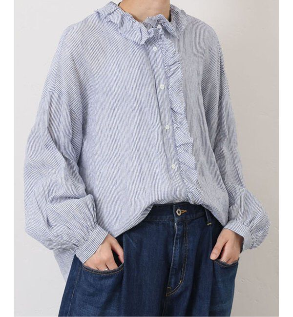 journal standard luxe「リネンストライプ フリルブラウス」|シャツ・ブラウス|