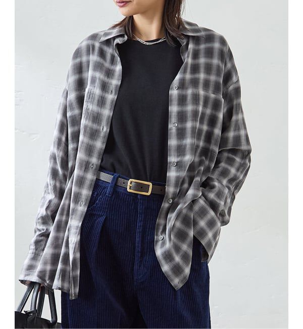 JOURNAL STANDARD「ウールミックスボイルチェックシャツ」|シャツ・ブラウス|ブラック A