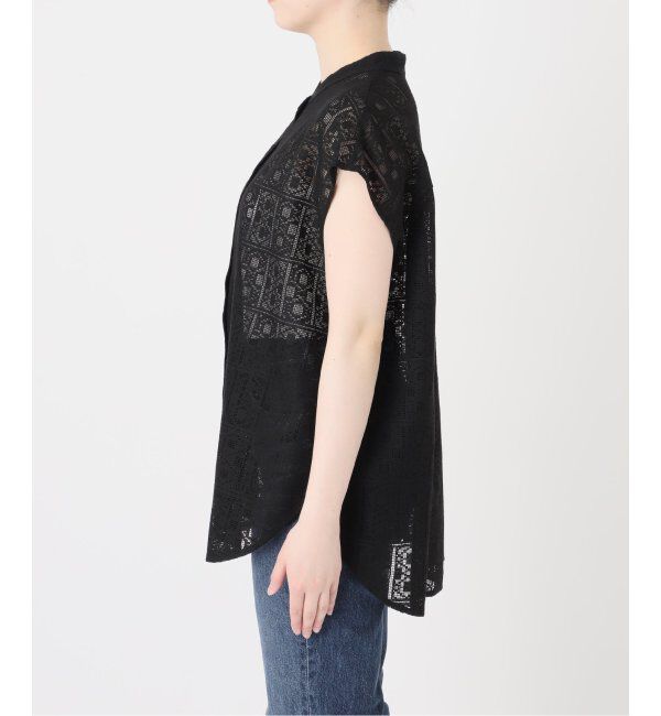 Spick and Span「《WEB限定》PEレースフレンチスリーブシャツ」|シャツ・ブラウス|