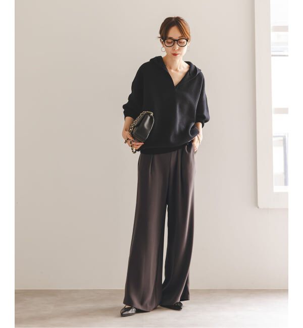 NOBLE「《追加》【洗える】ライトジョーゼットドレープパンツ」|スラックス|