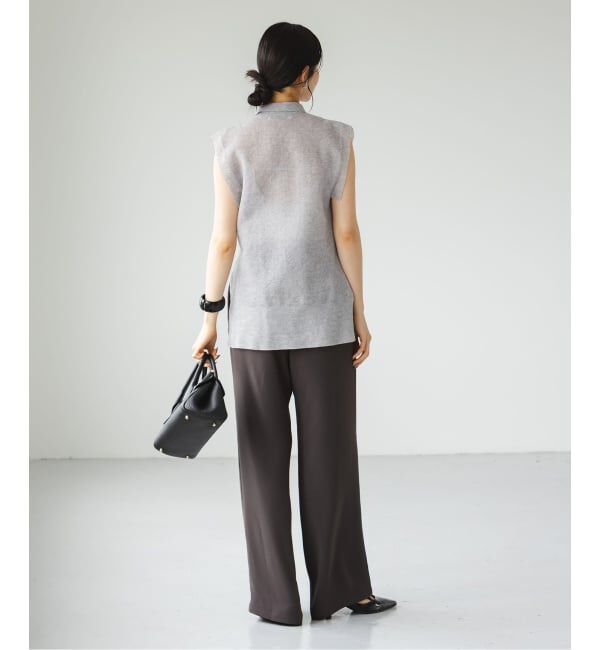 NOBLE「《追加》【洗える】ライトジョーゼットドレープパンツ」|スラックス|