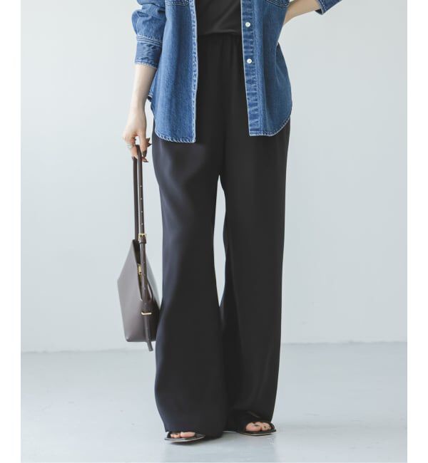 NOBLE「《追加》【洗える】ライトジョーゼットドレープパンツ」|スラックス|