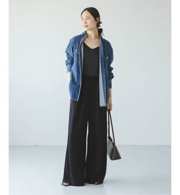 NOBLE「《追加》【洗える】ライトジョーゼットドレープパンツ」|スラックス|