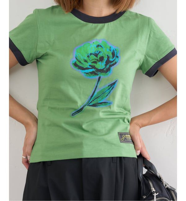 U by SPICK&SPAN「GANNI/ガニー Basic Cotton Jersey Peony Baby Fit」|Tシャツ・カットソー|グリーン B