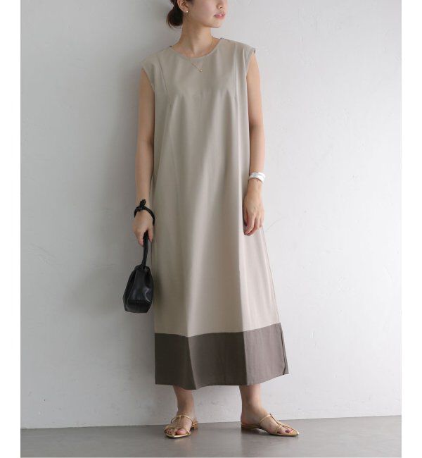  「配色カットワンピース」|ワンピース|ベージュ