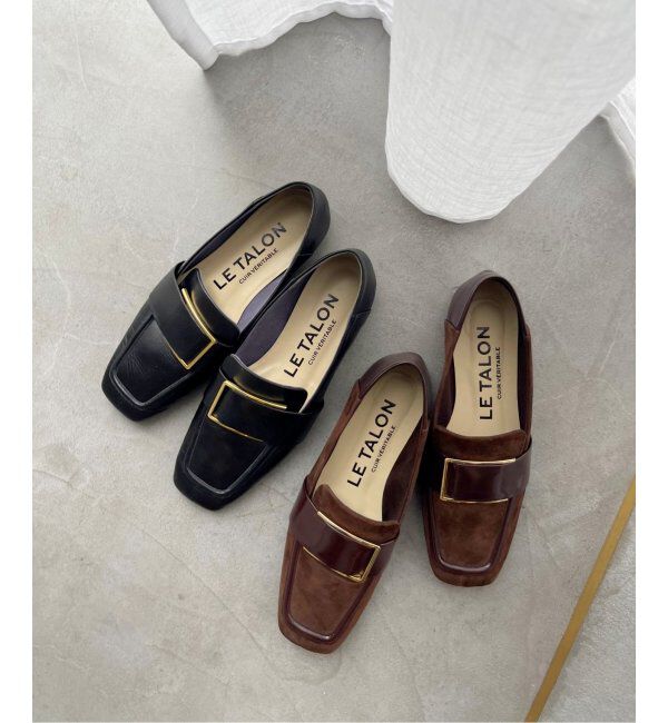  「《追加》レザースクエアメタルバックルローファー」|ローファー|