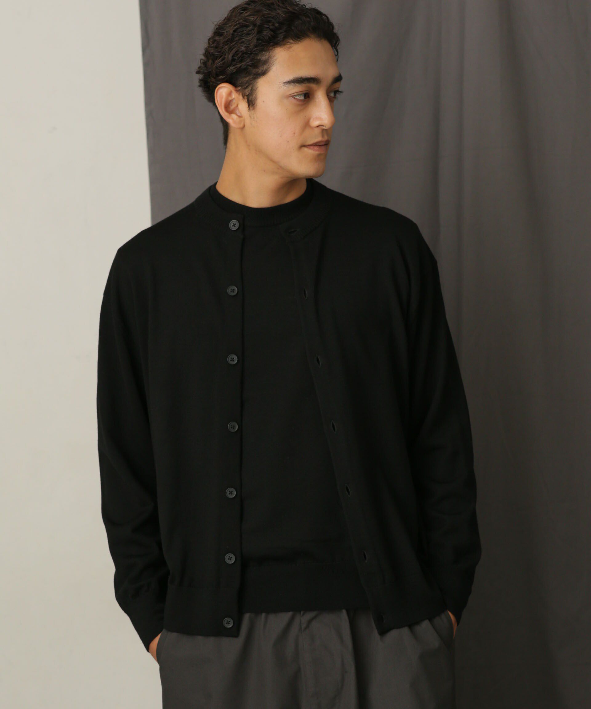 nano･universe「「毛玉レスニット」 ファインゲージクルーネックカーディガン」|ニット・セーター|