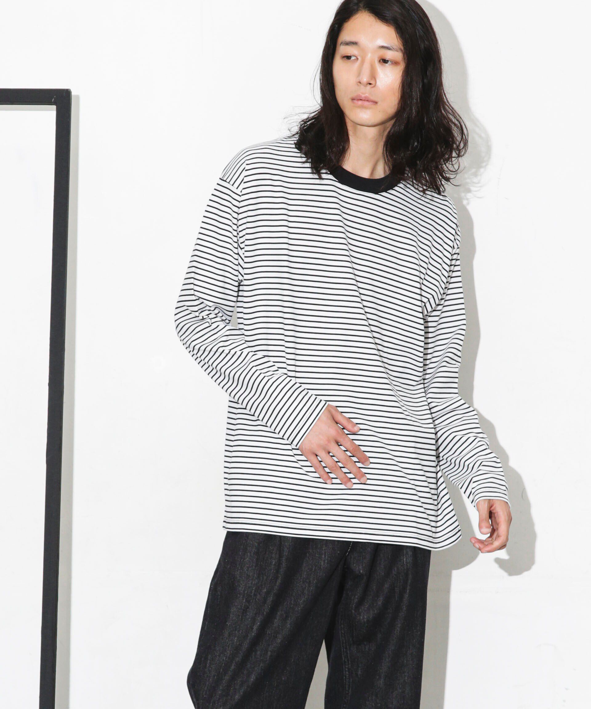 nano･universe「Anti Soaked 汗染み防止ボーダークルーネックT長袖」|Tシャツ・カットソー|