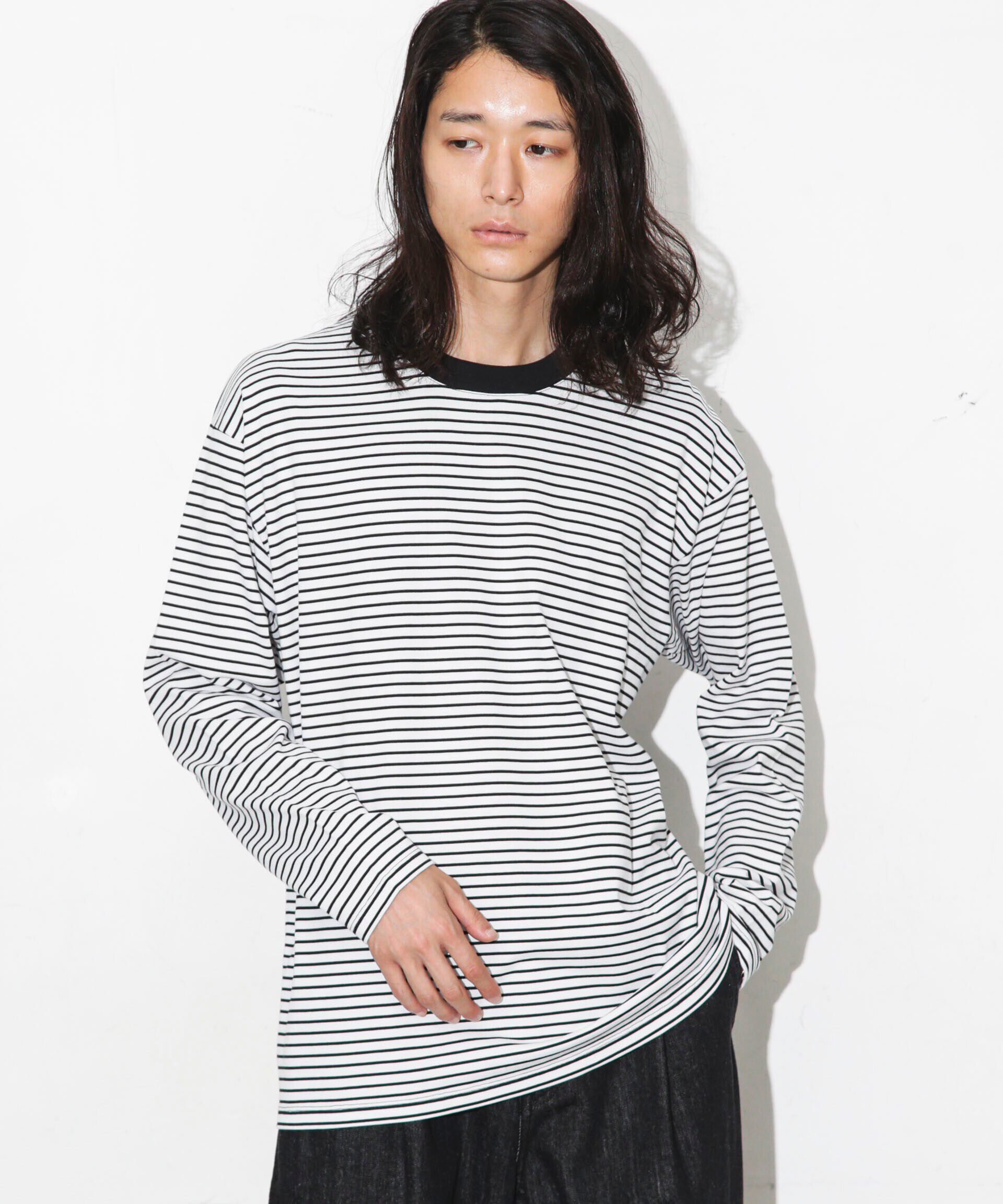 nano･universe「Anti Soaked 汗染み防止ボーダークルーネックT長袖」|Tシャツ・カットソー|