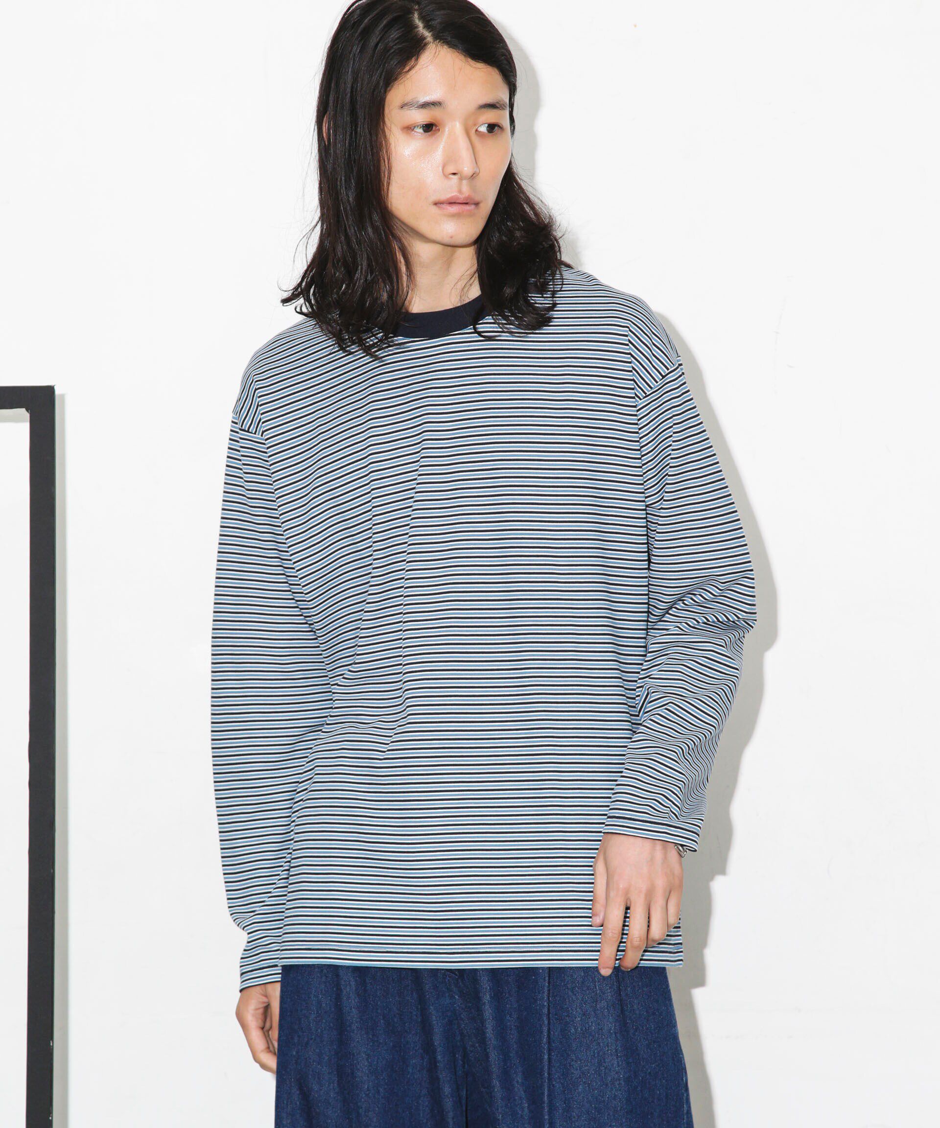 nano･universe「Anti Soaked 汗染み防止ボーダークルーネックT長袖」|Tシャツ・カットソー|