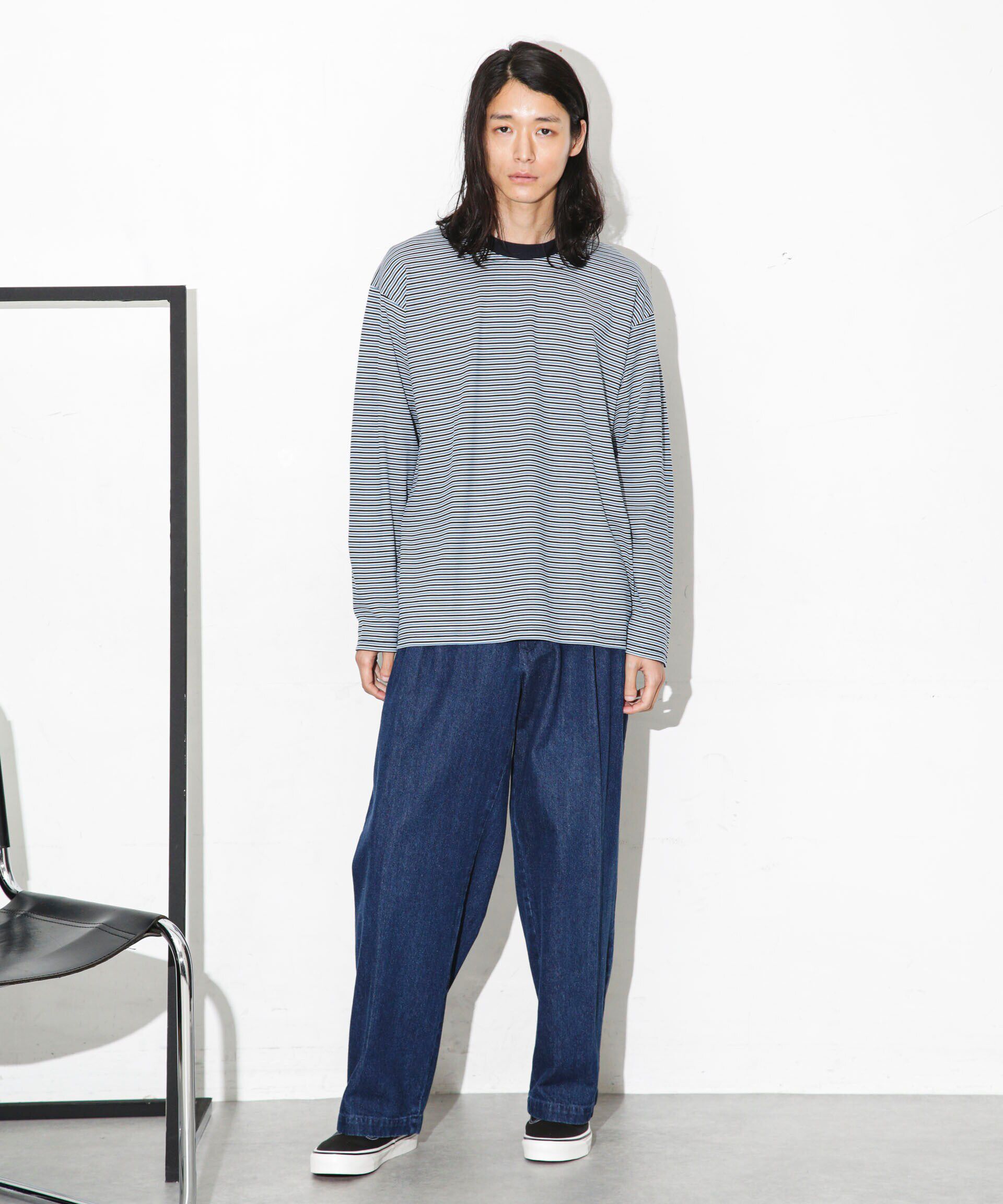 nano･universe「Anti Soaked 汗染み防止ボーダークルーネックT長袖」|Tシャツ・カットソー|