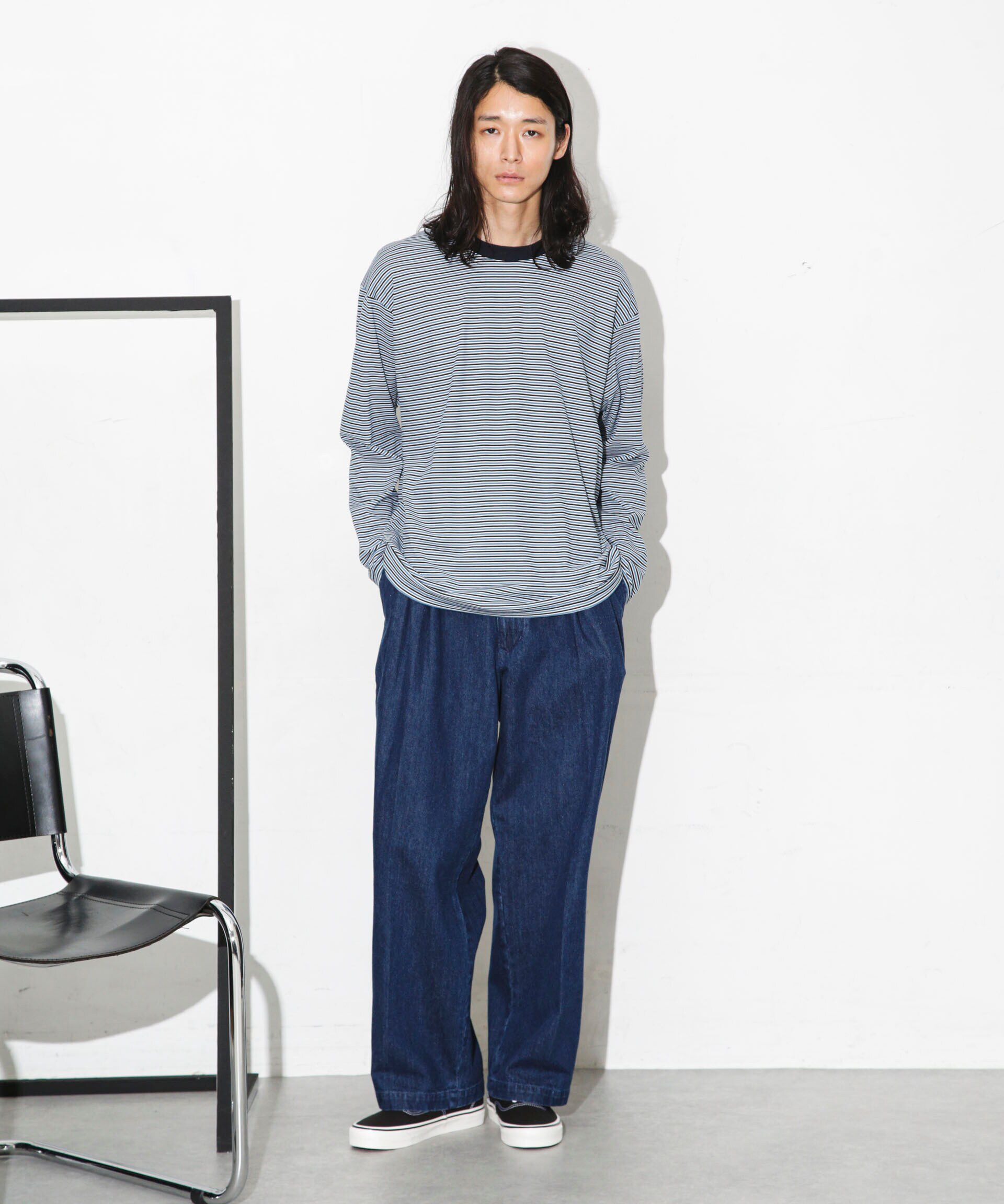 nano･universe「Anti Soaked 汗染み防止ボーダークルーネックT長袖」|Tシャツ・カットソー|