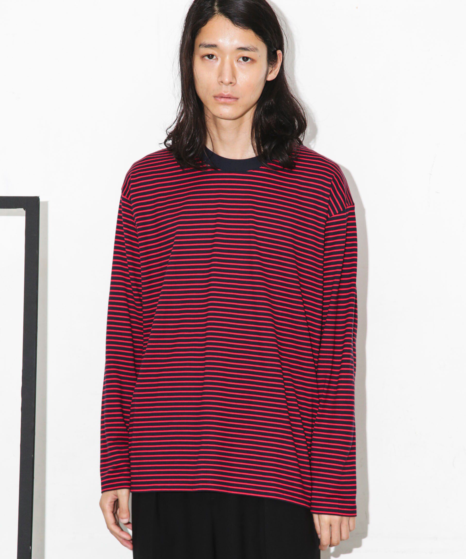 nano･universe「Anti Soaked 汗染み防止ボーダークルーネックT長袖」|Tシャツ・カットソー|ネイビー