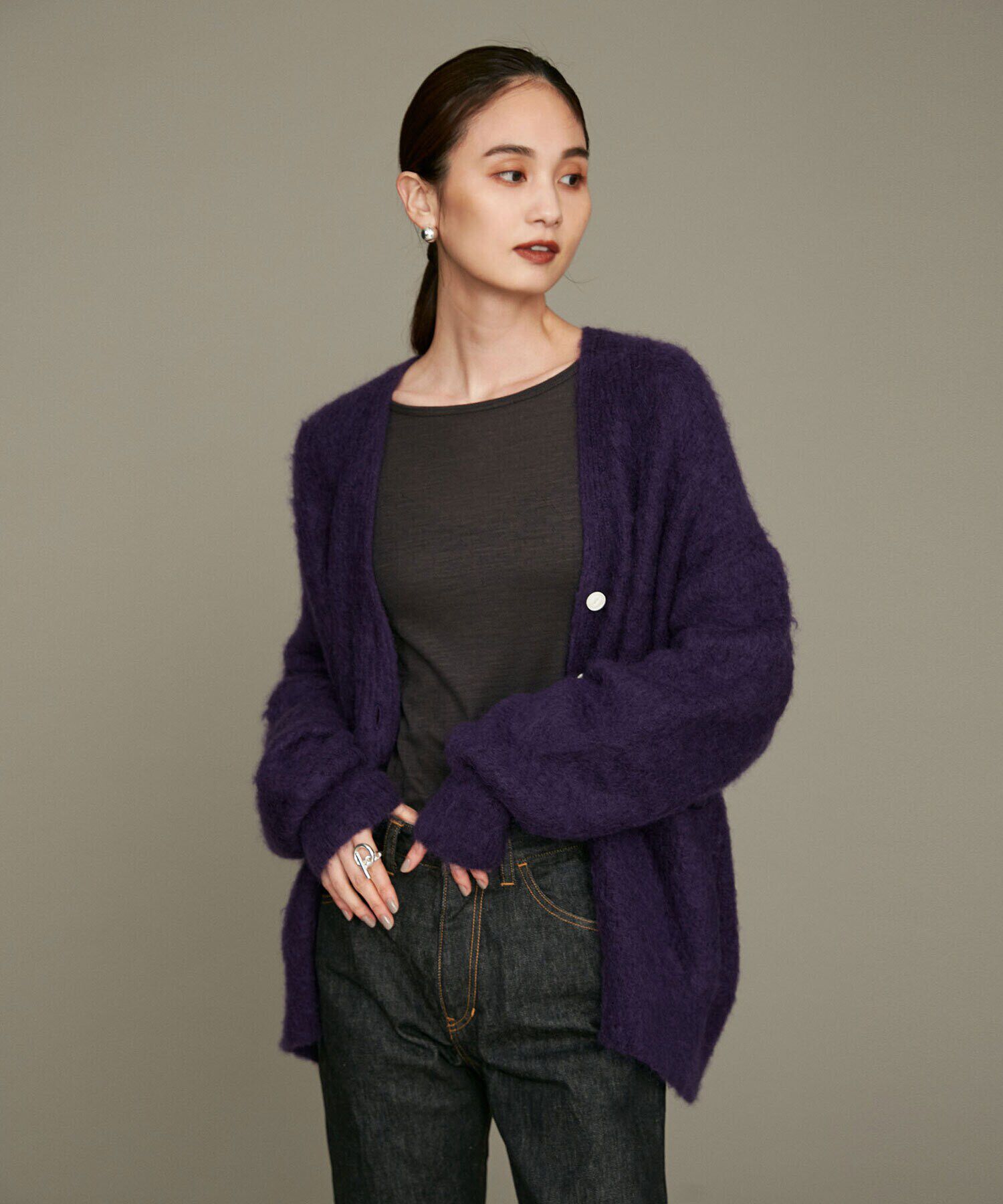 nano･universe「LB.01/ノスタルジックメッシュ フレアスリーブTシャツ 長袖」|Tシャツ・カットソー|チャコール3