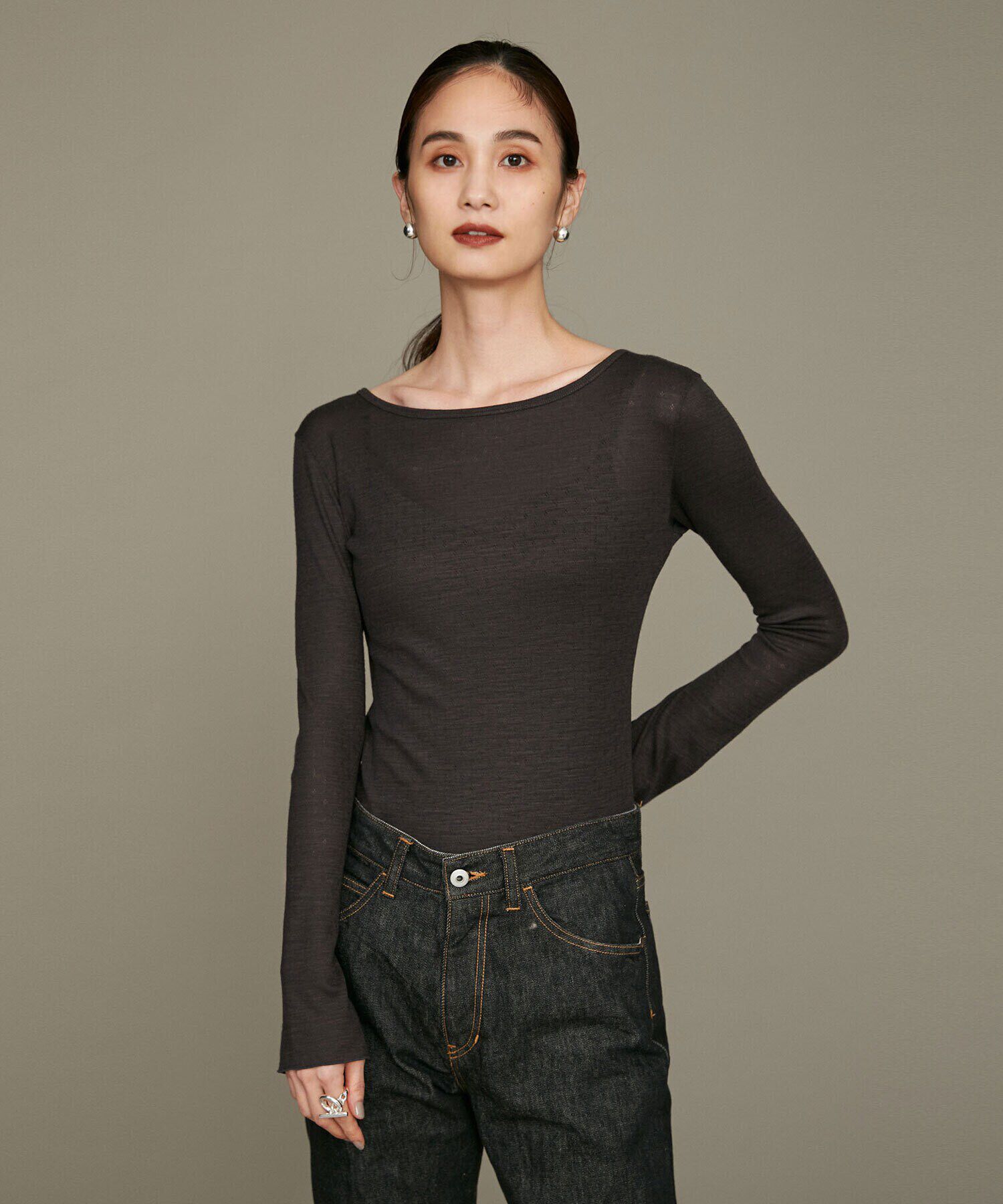 nano･universe「LB.01/ノスタルジックメッシュ フレアスリーブTシャツ 長袖」|Tシャツ・カットソー|