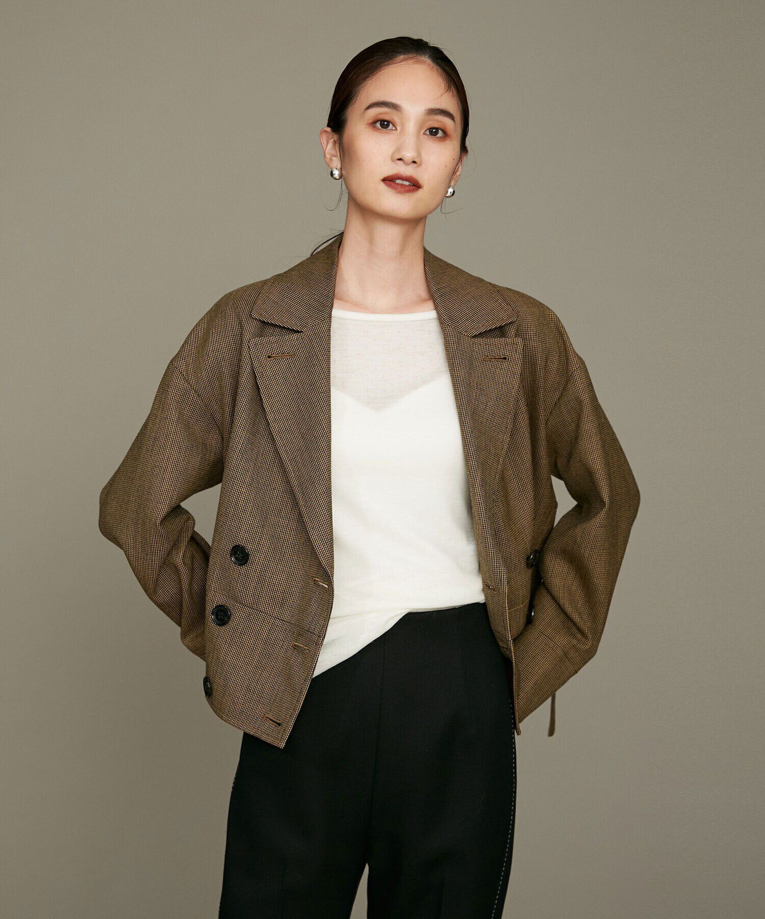 nano･universe「LB.01/ノスタルジックメッシュ フレアスリーブTシャツ 長袖」|Tシャツ・カットソー|オフホワイト1