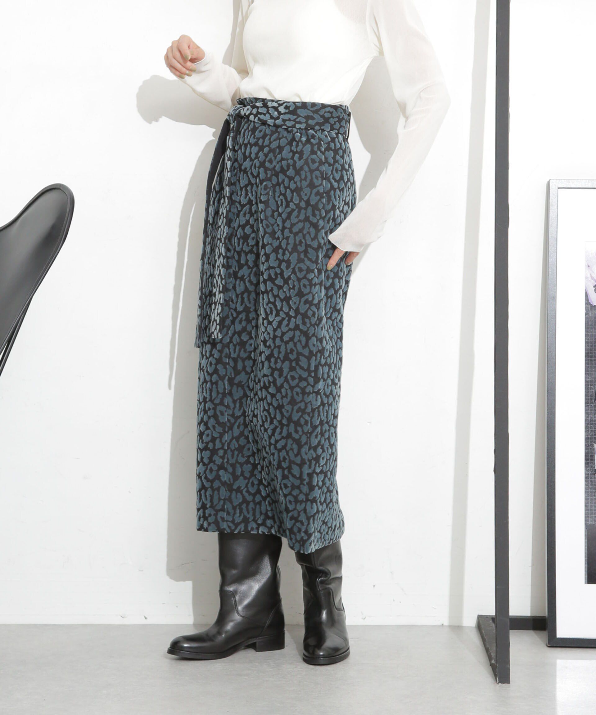 nano･universe「レオパードフロッキースカート」|スカート|