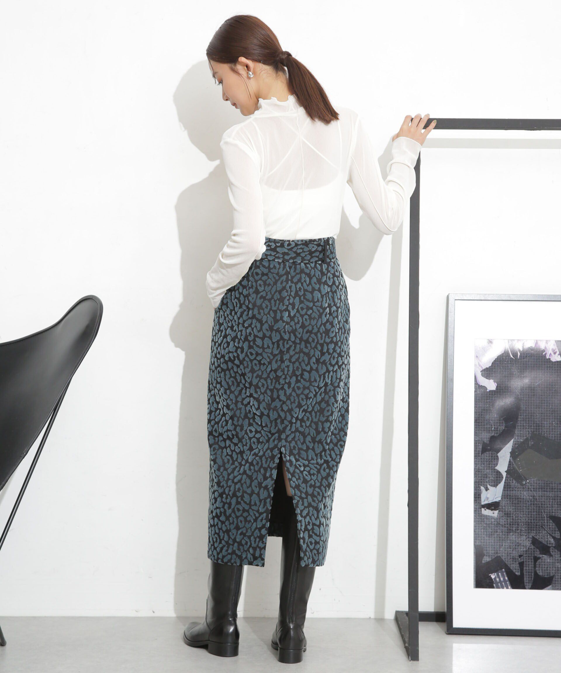 nano･universe「レオパードフロッキースカート」|スカート|