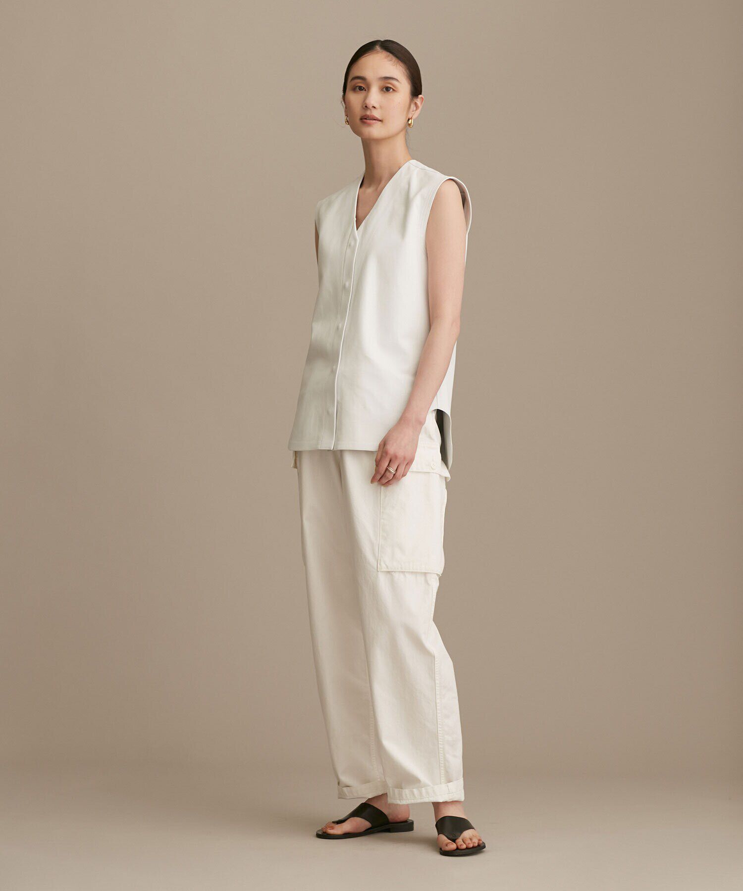 nano･universe「LB.01/Vネックレザージレ」|ライダースジャケット|