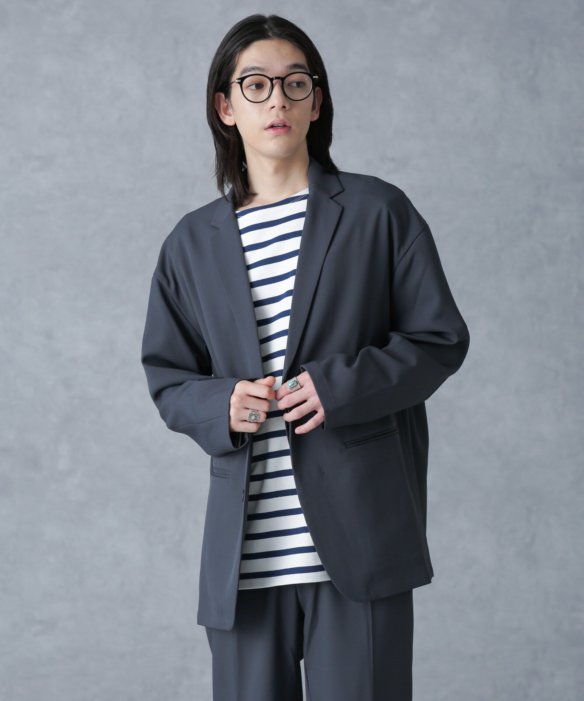 nano･universe「ストレッチツイルワイドジャケット(セットアップ可)」|テーラードジャケット|