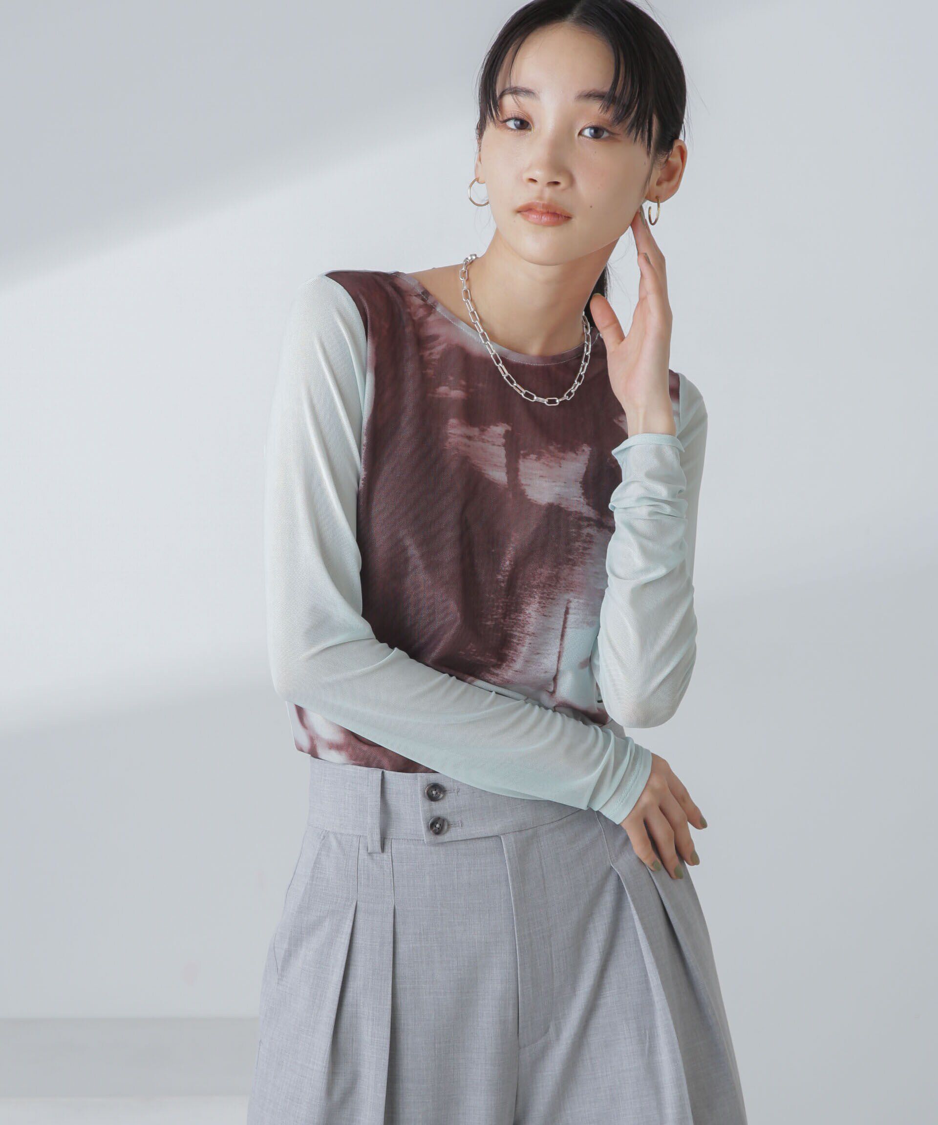 nano･universe「ストレッチチュール 前後2wayシアートップス」|シャツ・ブラウス|