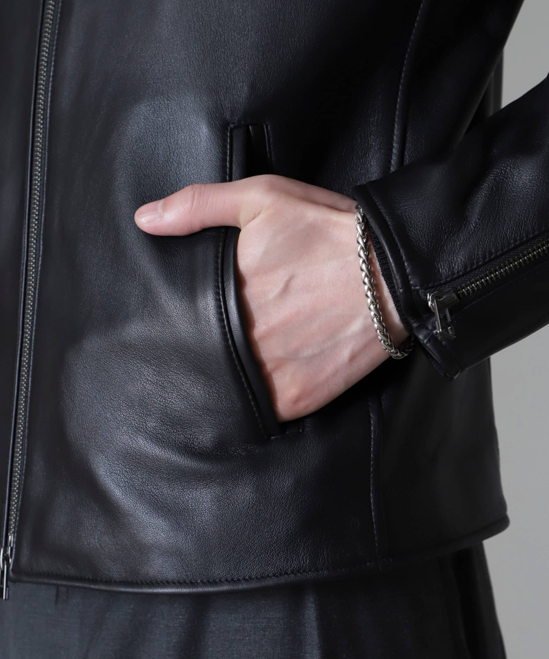 nano･universe「バンドカラーレザーシングルライダースジャケット」|ライダースジャケット|