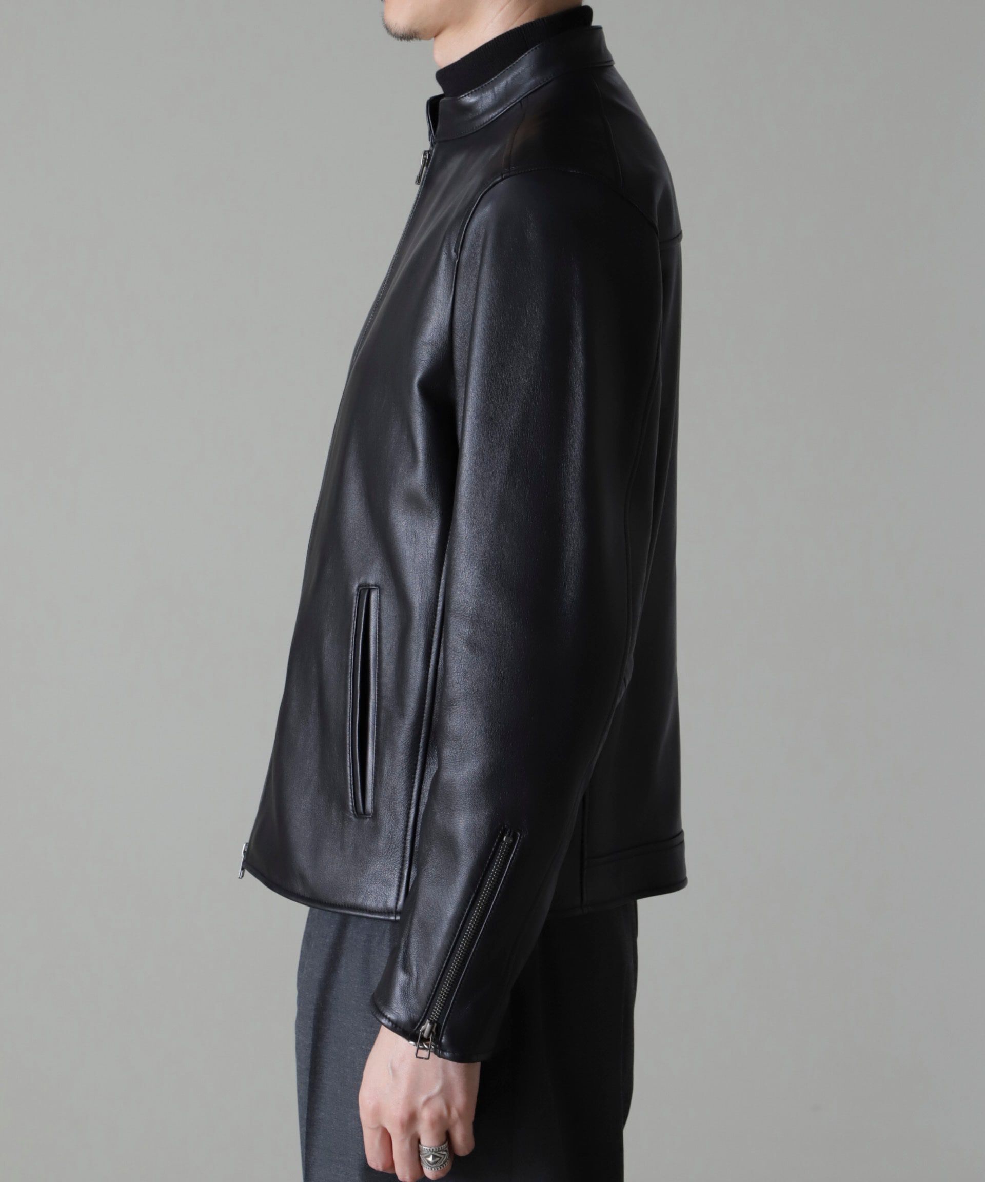 nano･universe「バンドカラーレザーシングルライダースジャケット」|ライダースジャケット|