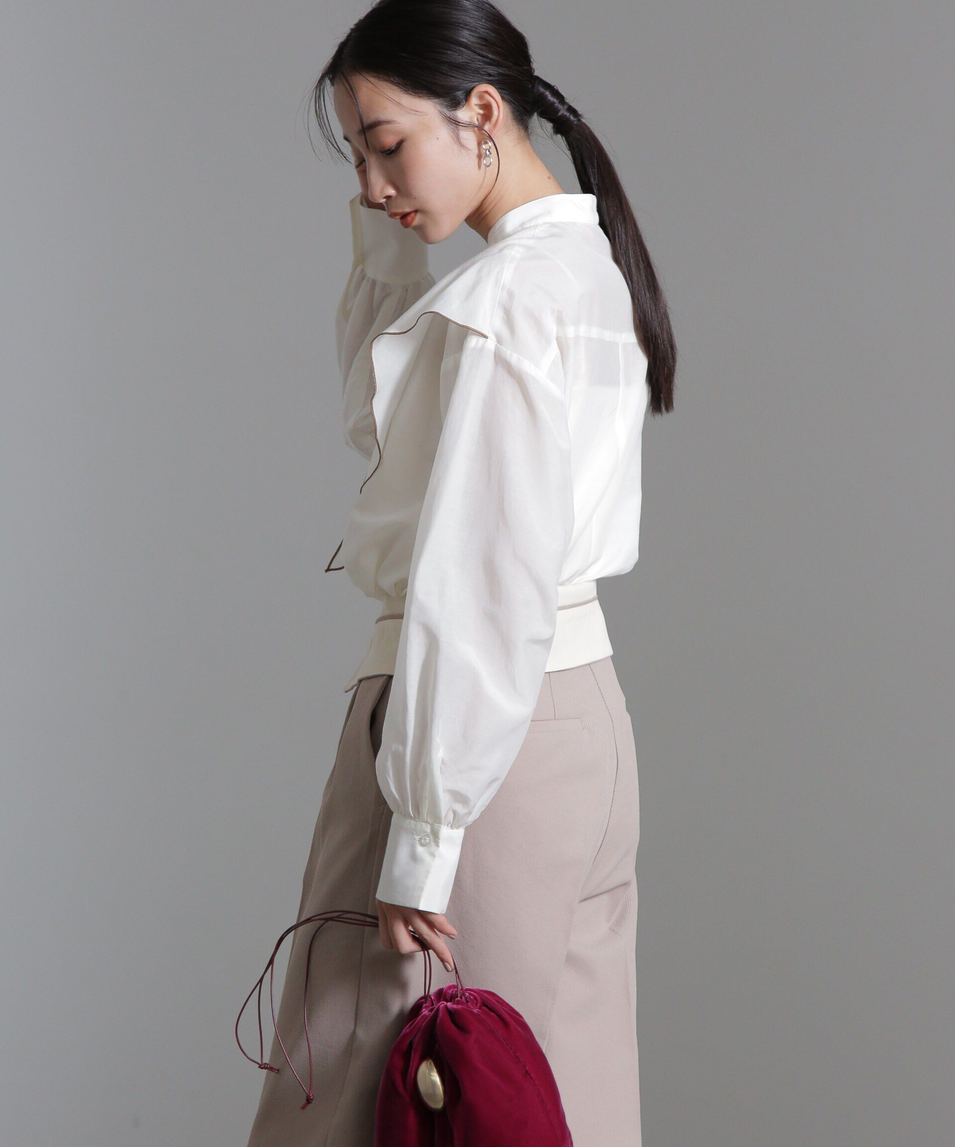 nano･universe「シルク混ビックカラーシャツ」|シャツ・ブラウス|