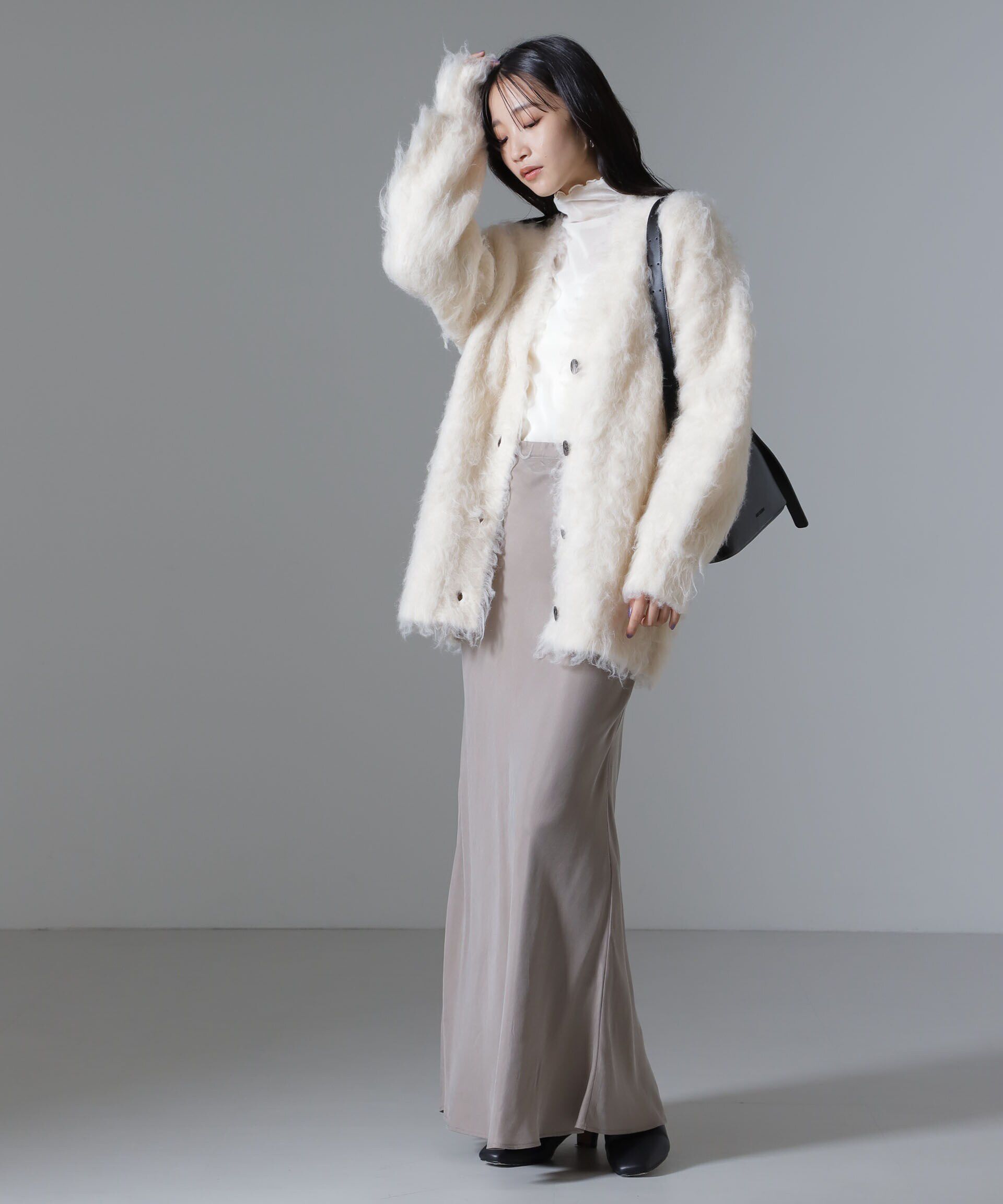 nano･universe「ロングシャギーニットカーディガン」|ニット・セーター|