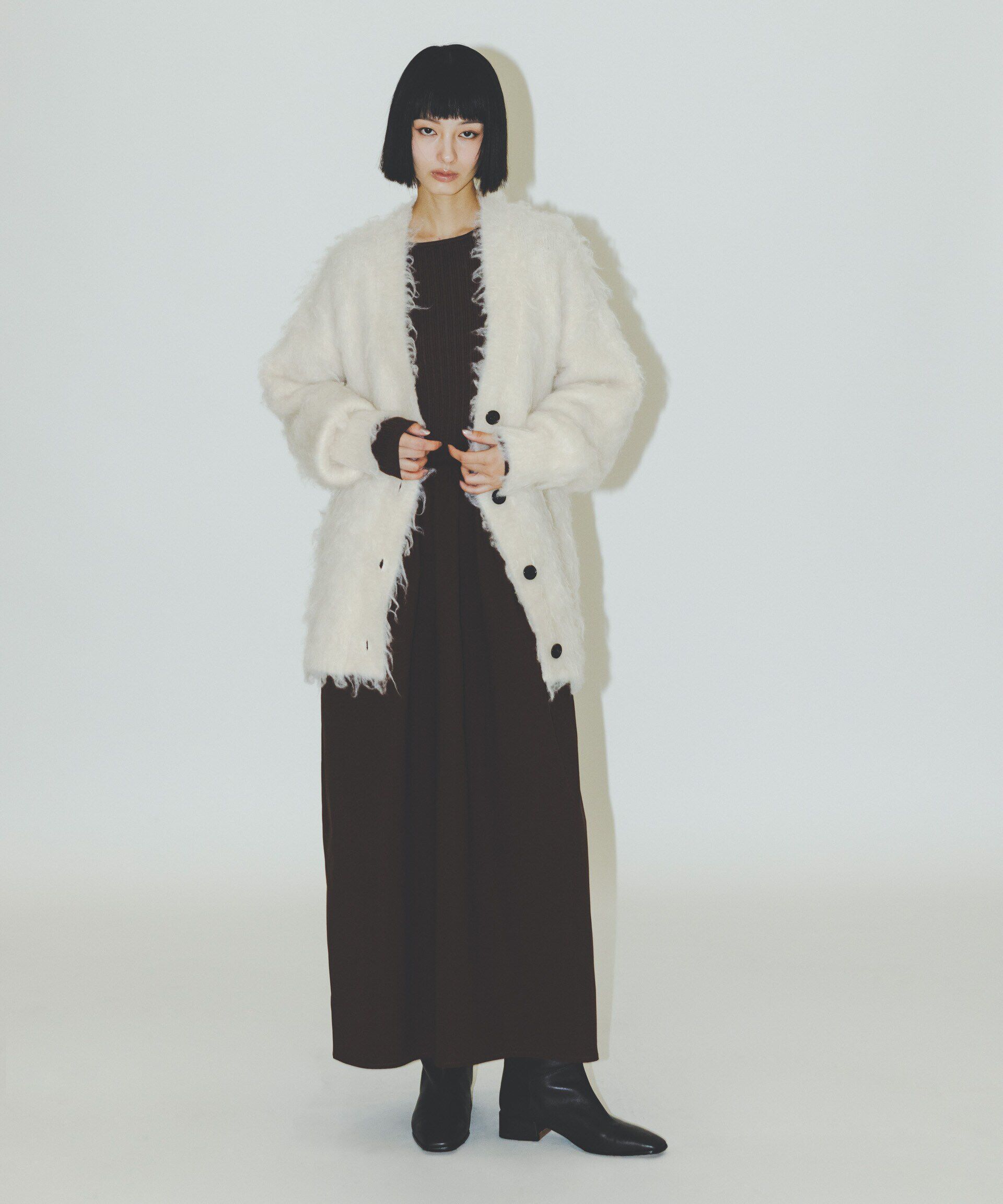 nano･universe「ロングシャギーニットカーディガン」|ニット・セーター|