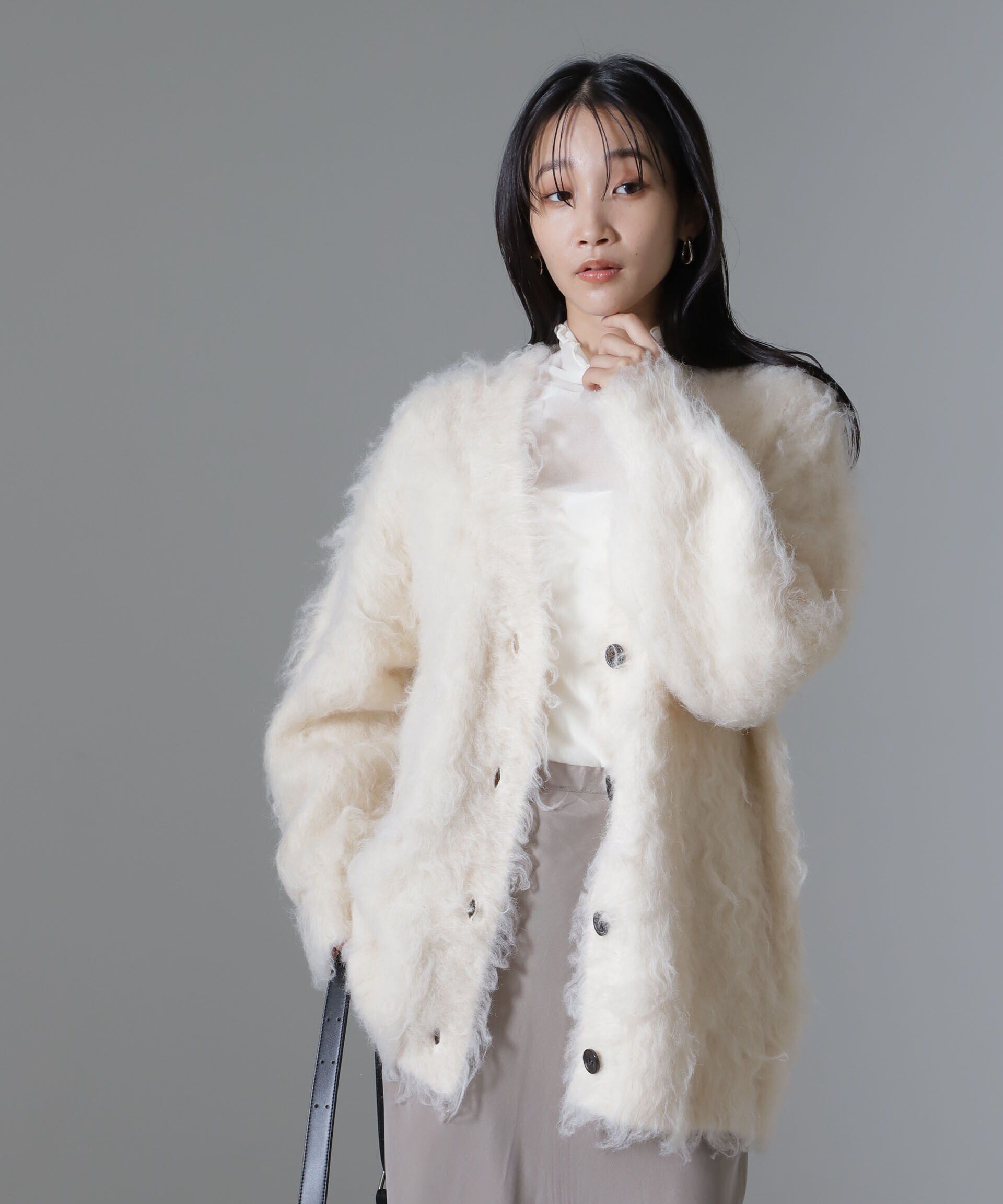 nano･universe「ロングシャギーニットカーディガン」|ニット・セーター|