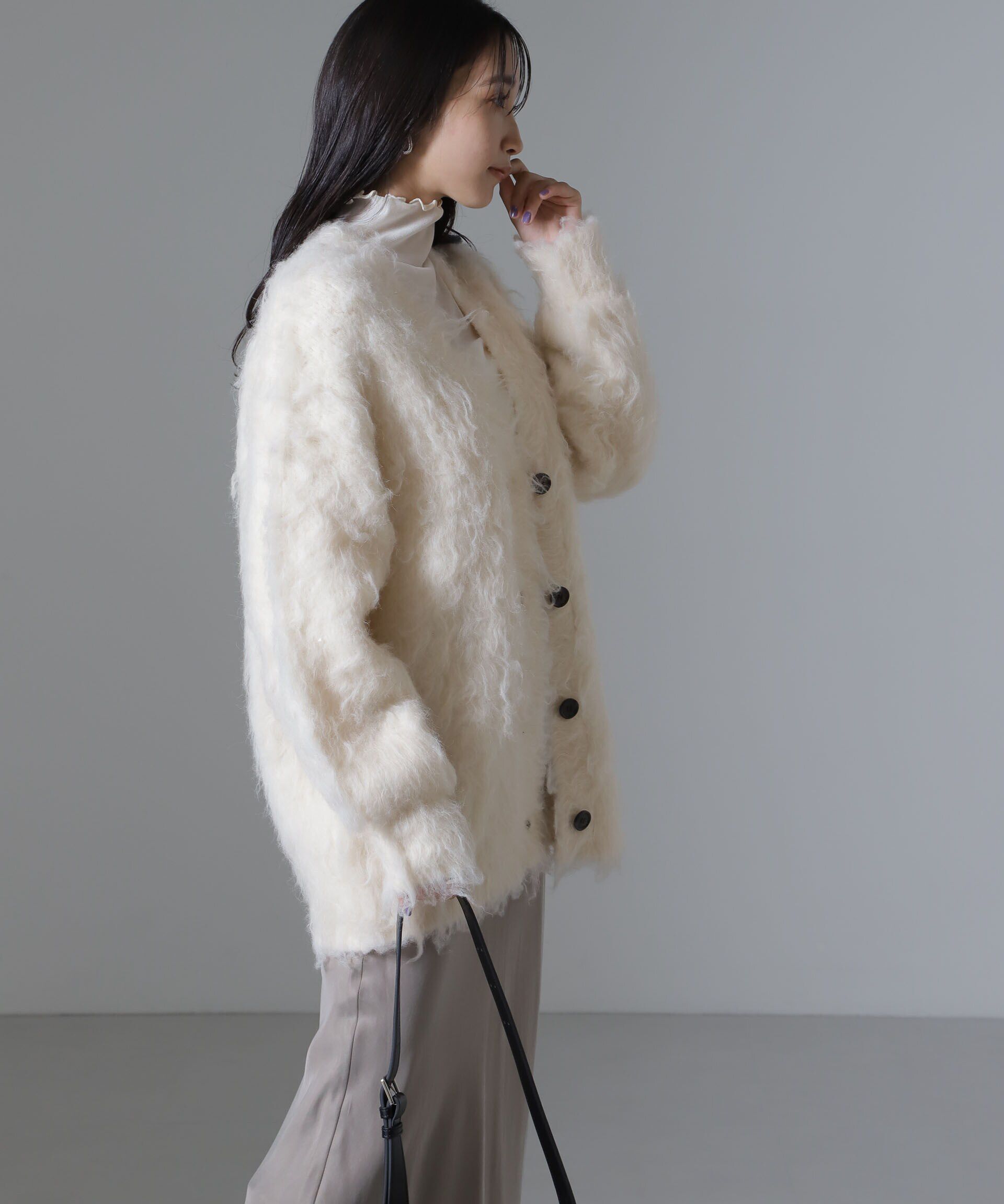 nano･universe「ロングシャギーニットカーディガン」|ニット・セーター|