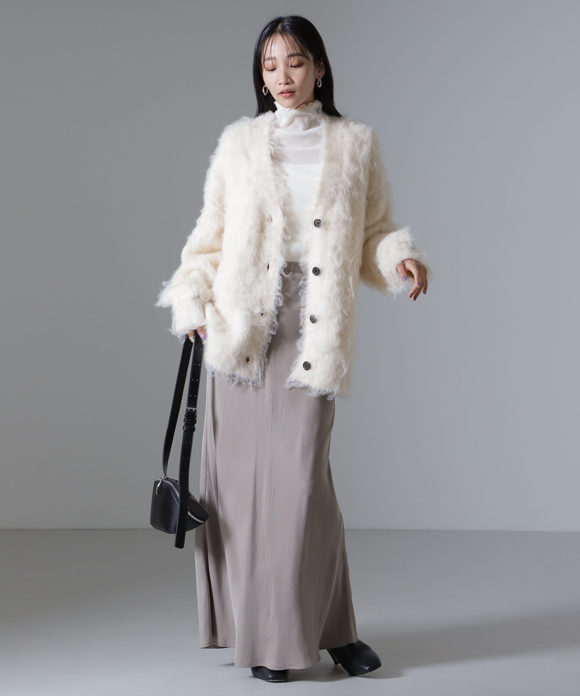 nano･universe「ロングシャギーニットカーディガン」|ニット・セーター|