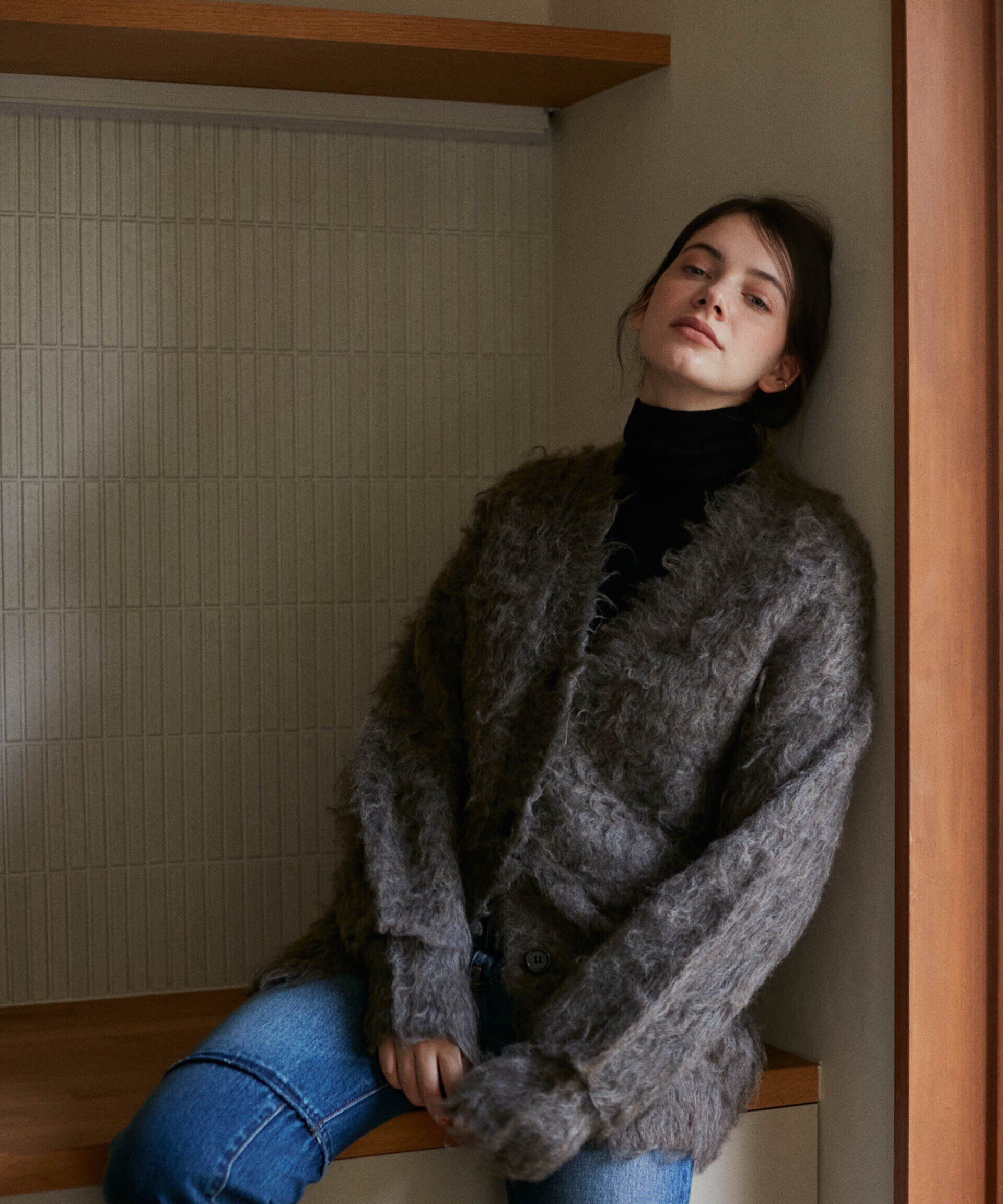 nano･universe「ロングシャギーニットカーディガン」|ニット・セーター|モカ3