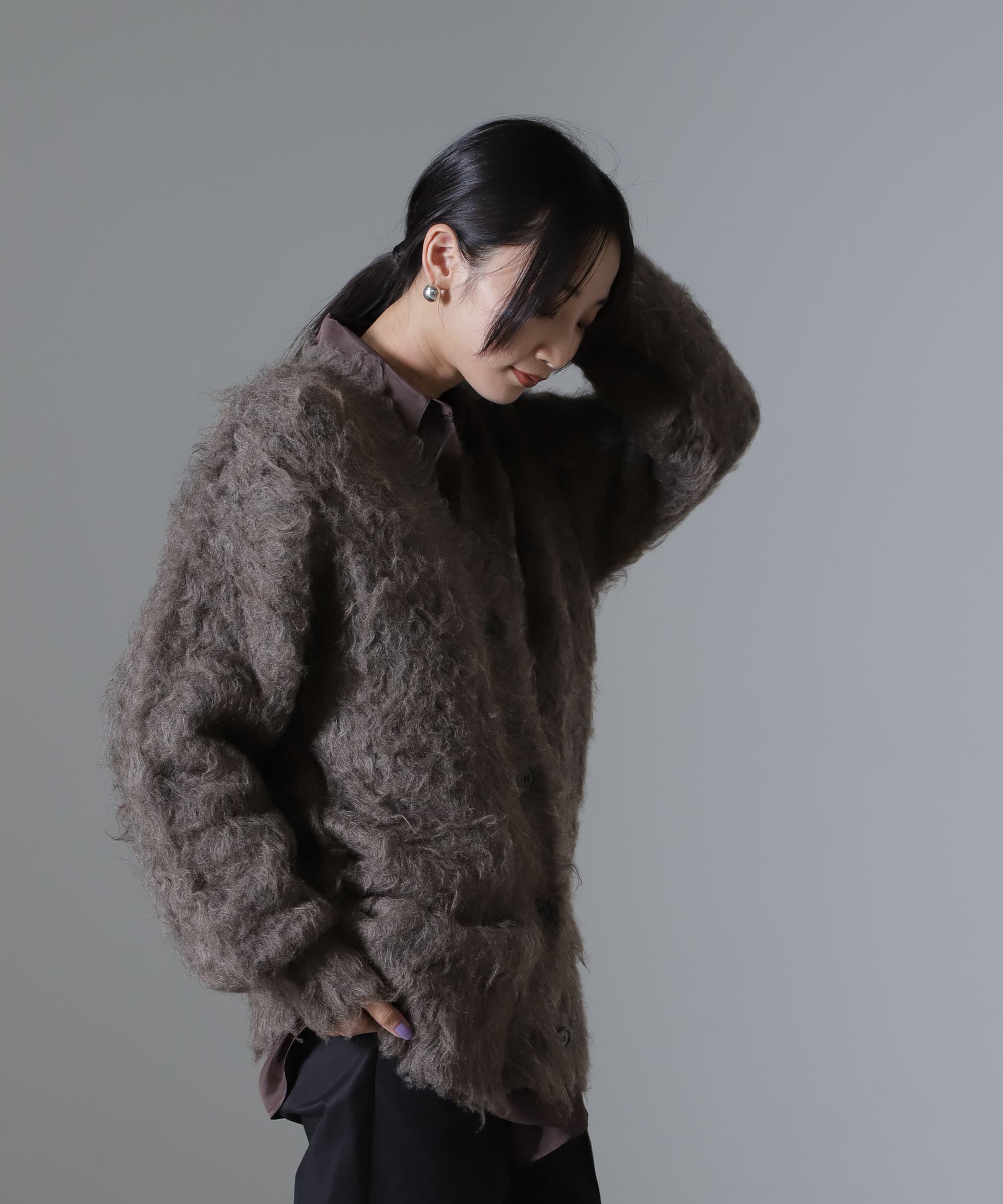 nano･universe「ロングシャギーニットカーディガン」|ニット・セーター|