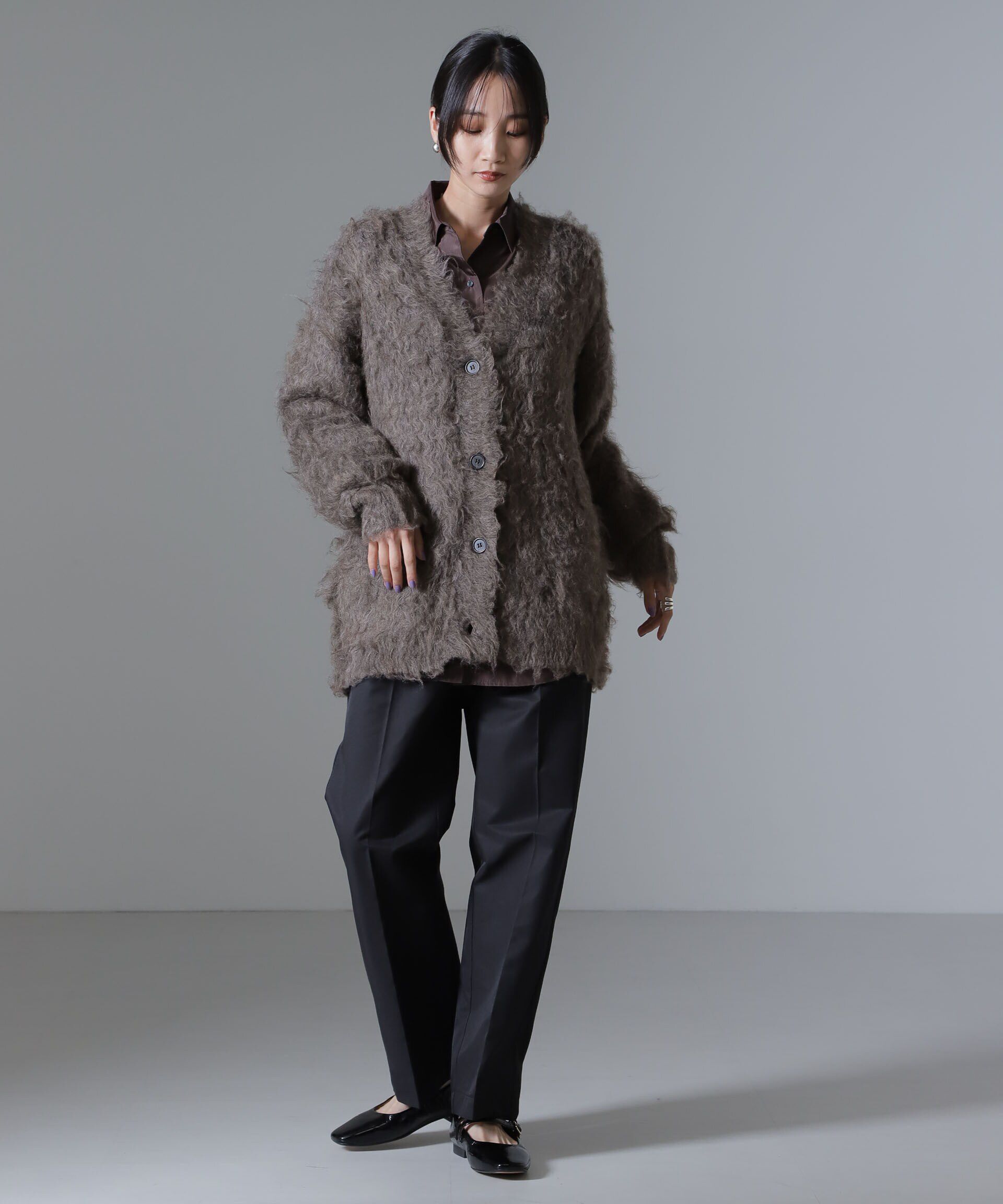 nano･universe「ロングシャギーニットカーディガン」|ニット・セーター|