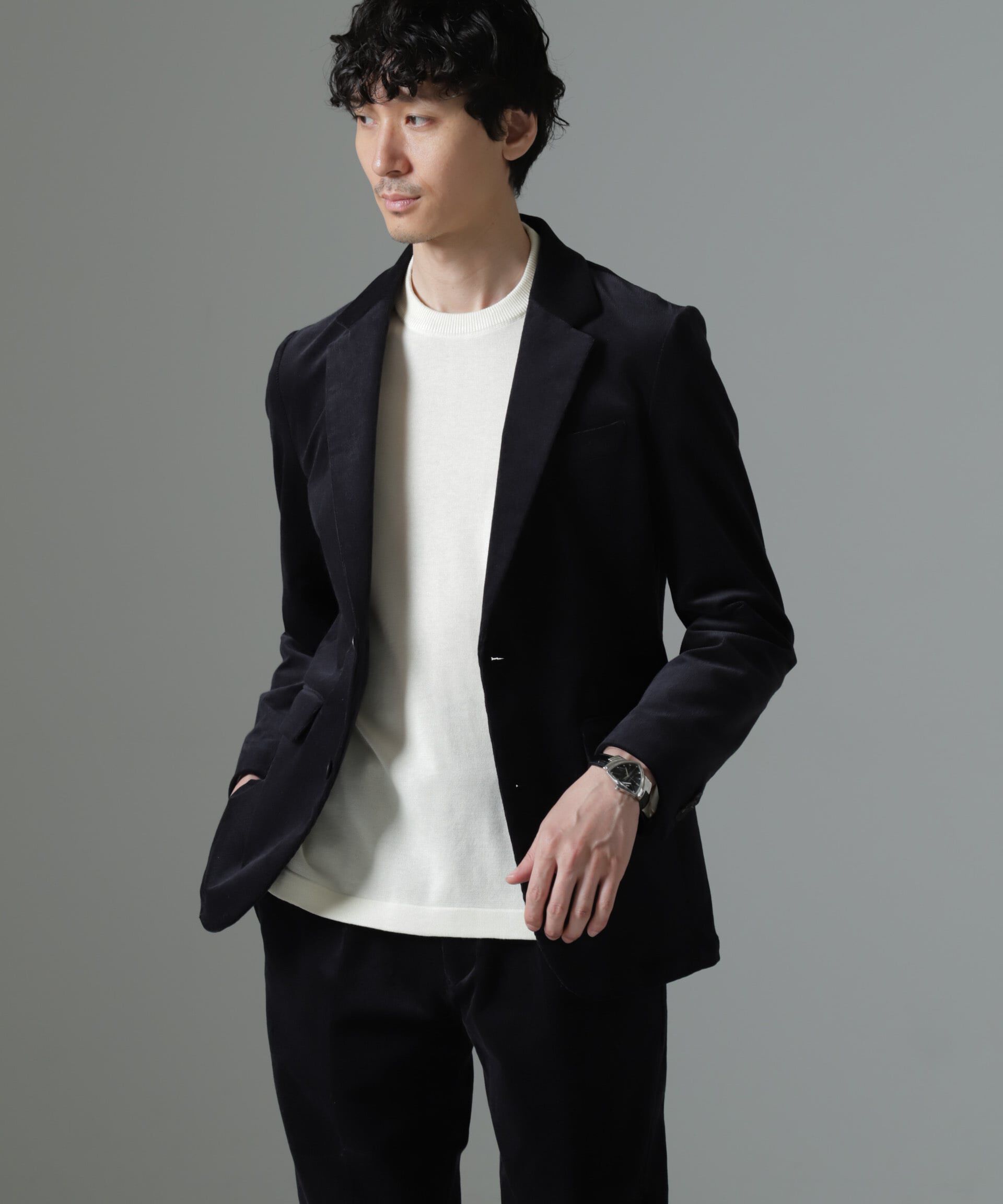 nano･universe「｢Damerino｣コットンコーデュロイストレッチセットアップ」|スーツ|ブラック