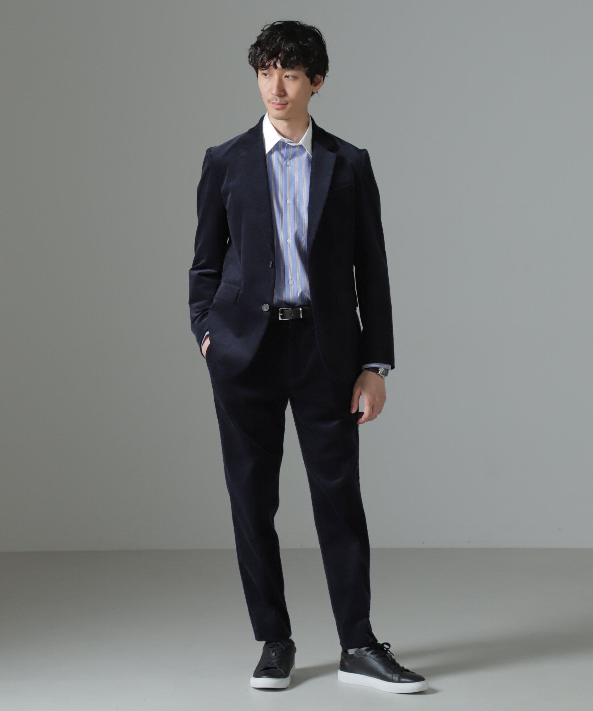 nano･universe「｢Damerino｣コットンコーデュロイストレッチセットアップ」|スーツ|ネイビー