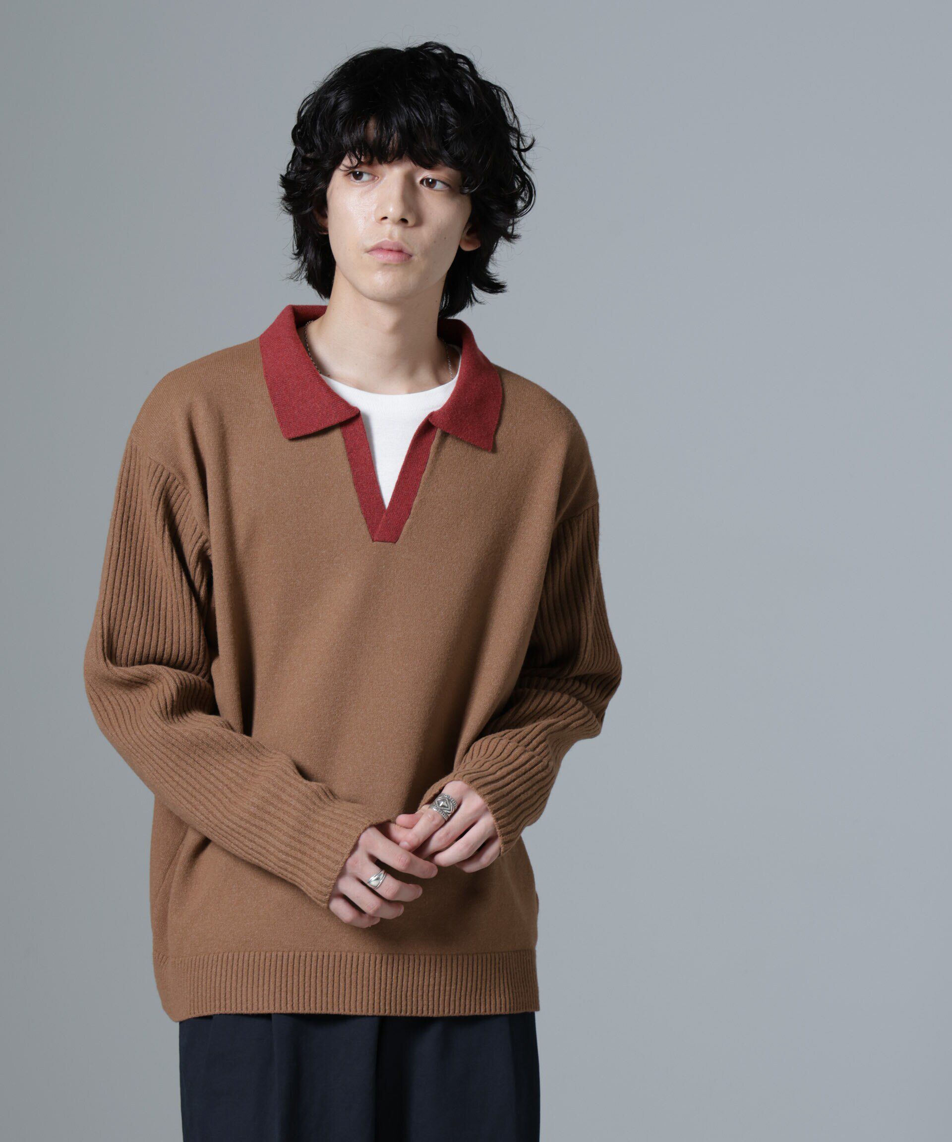 nano･universe「WEB限定/バイカラースキッパーニット」|ニット・セーター|