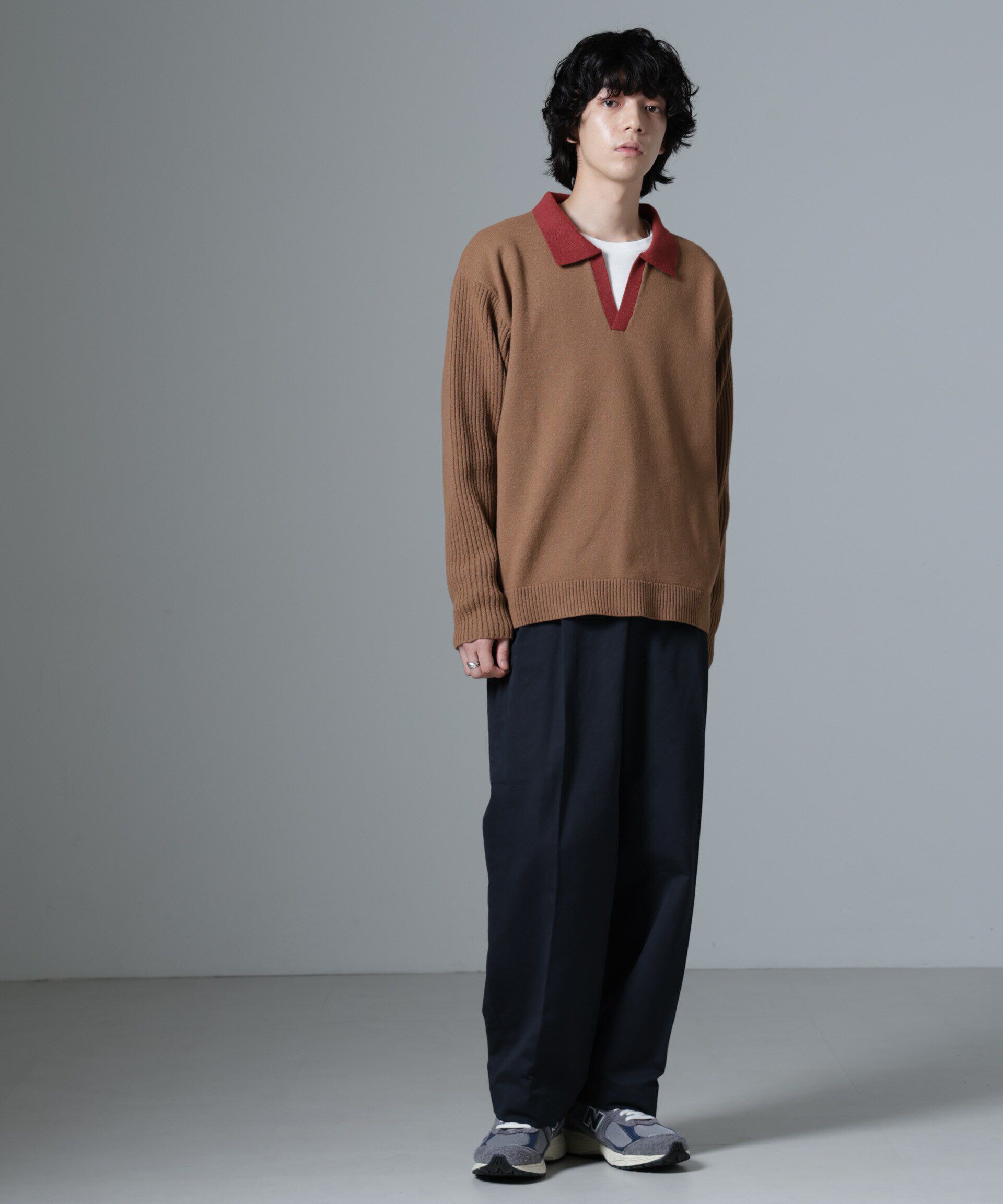 nano･universe「WEB限定/バイカラースキッパーニット」|ニット・セーター|