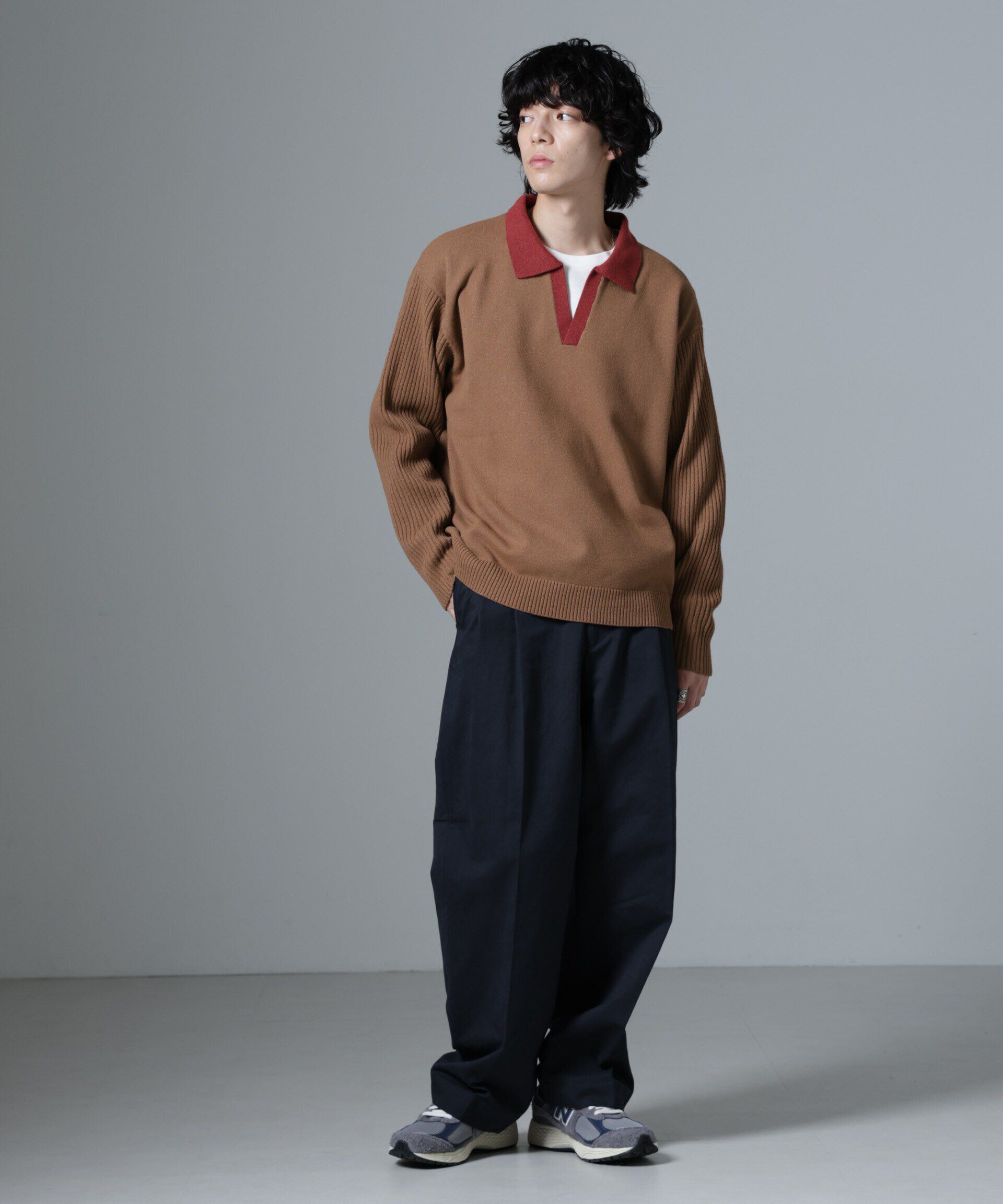 nano･universe「WEB限定/バイカラースキッパーニット」|ニット・セーター|