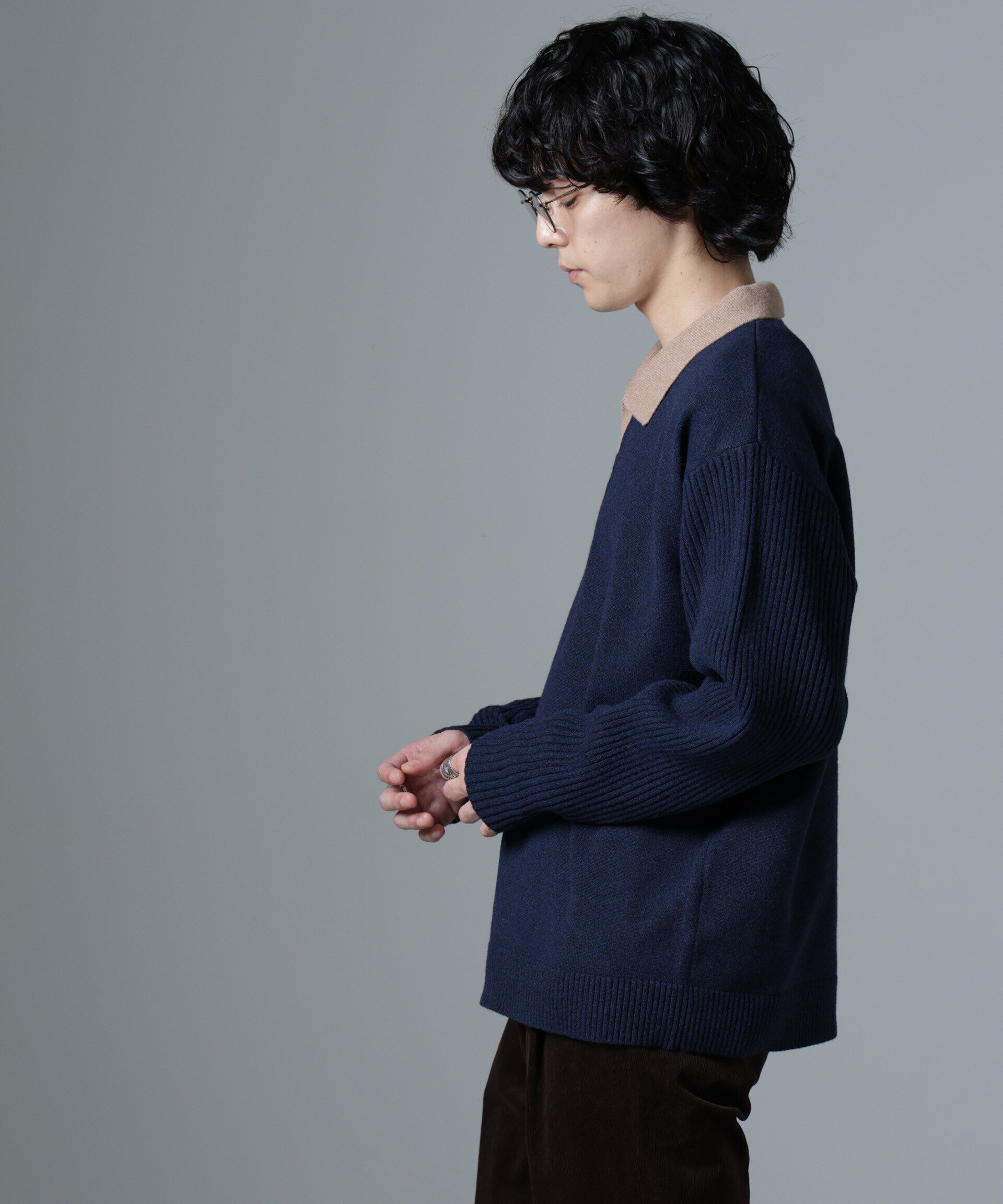 nano･universe「WEB限定/バイカラースキッパーニット」|ニット・セーター|