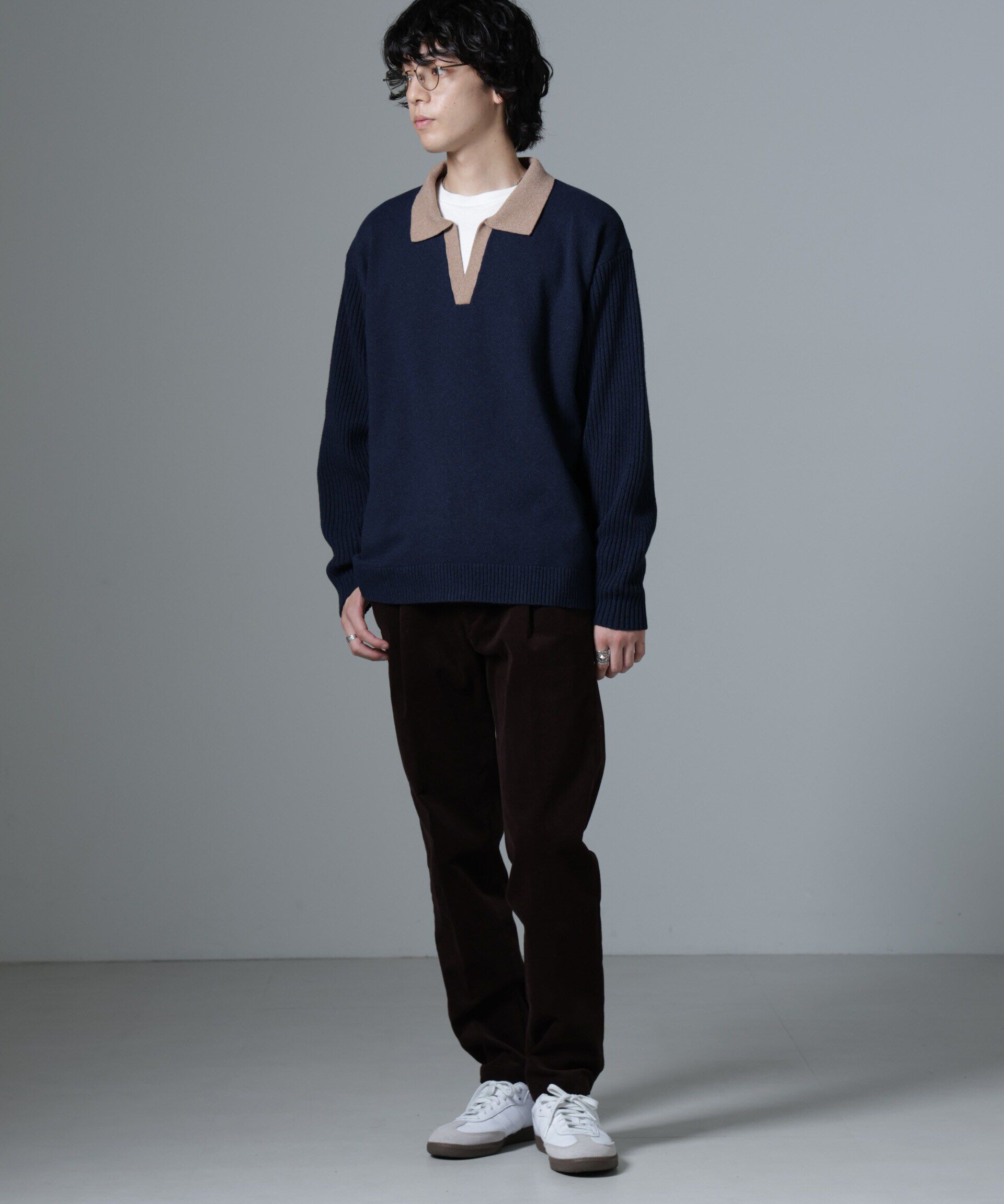 nano･universe「WEB限定/バイカラースキッパーニット」|ニット・セーター|