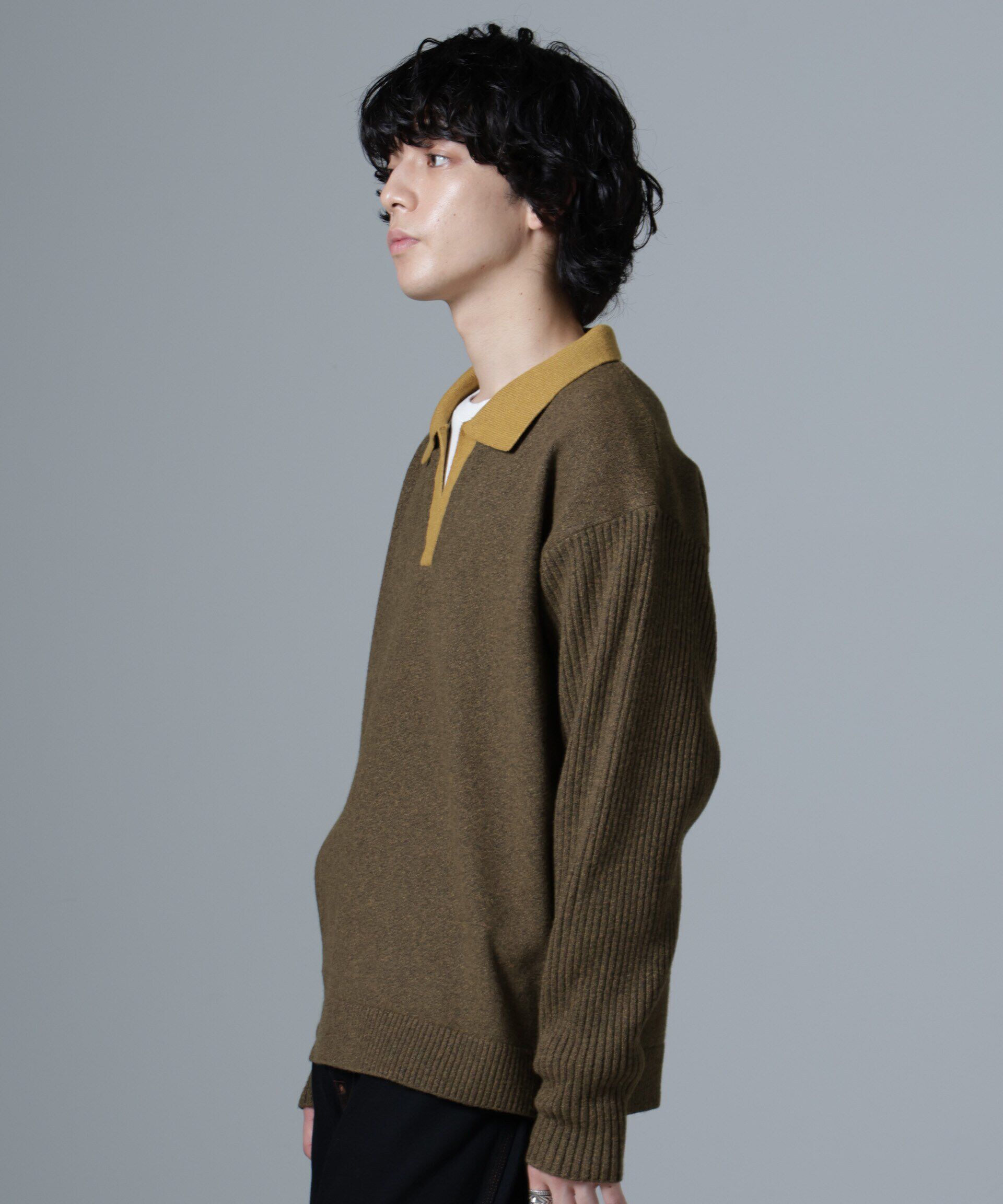 nano･universe「WEB限定/バイカラースキッパーニット」|ニット・セーター|