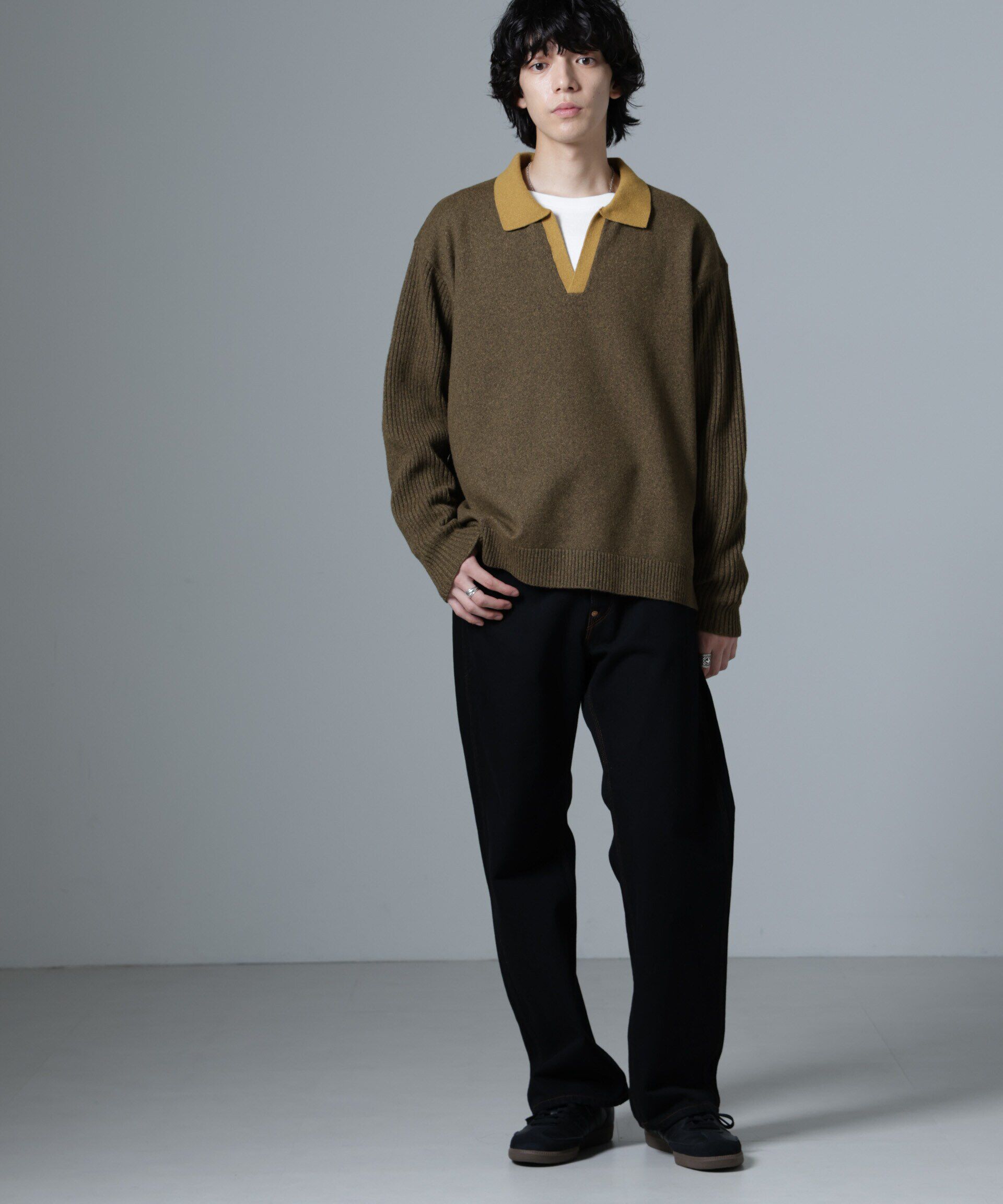 nano･universe「WEB限定/バイカラースキッパーニット」|ニット・セーター|