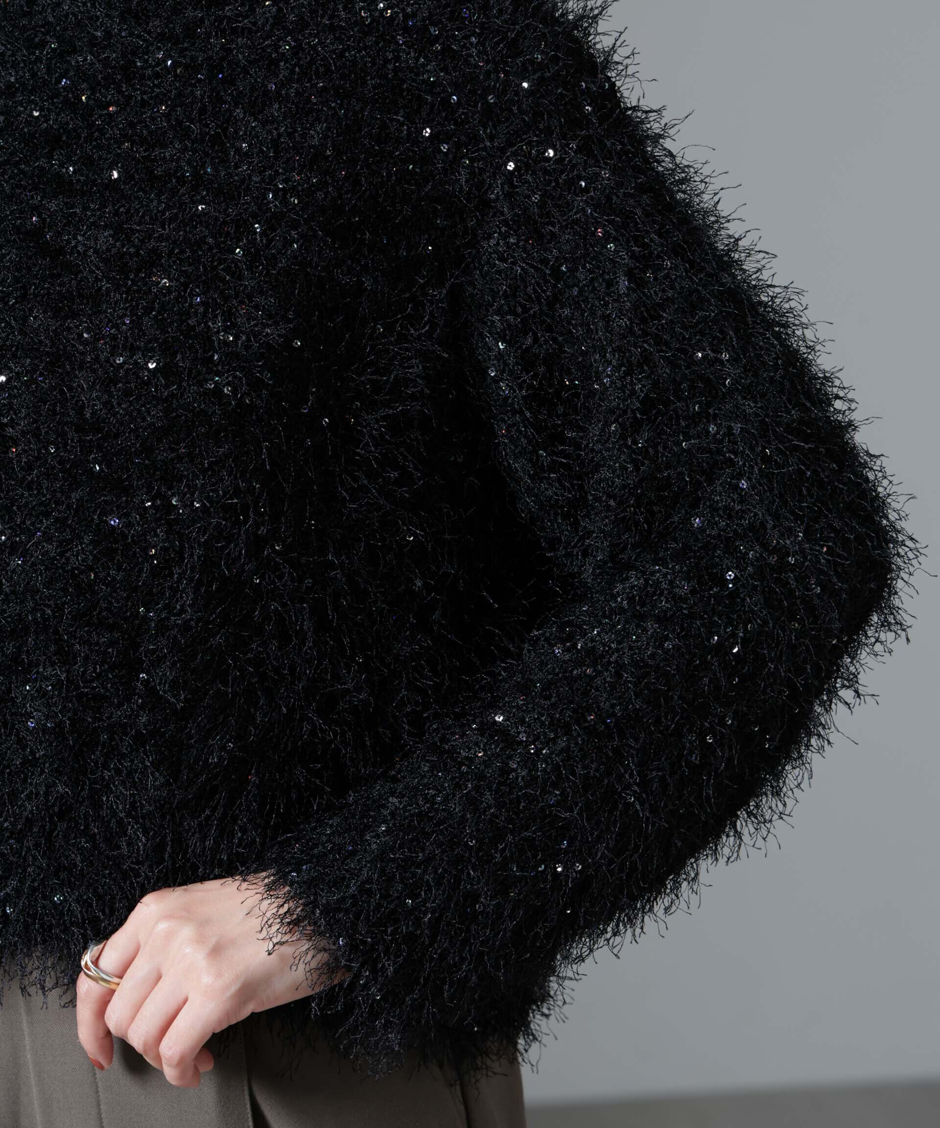 nano･universe「スパンコールフェザーニットプルオーバー」|ニット・セーター|