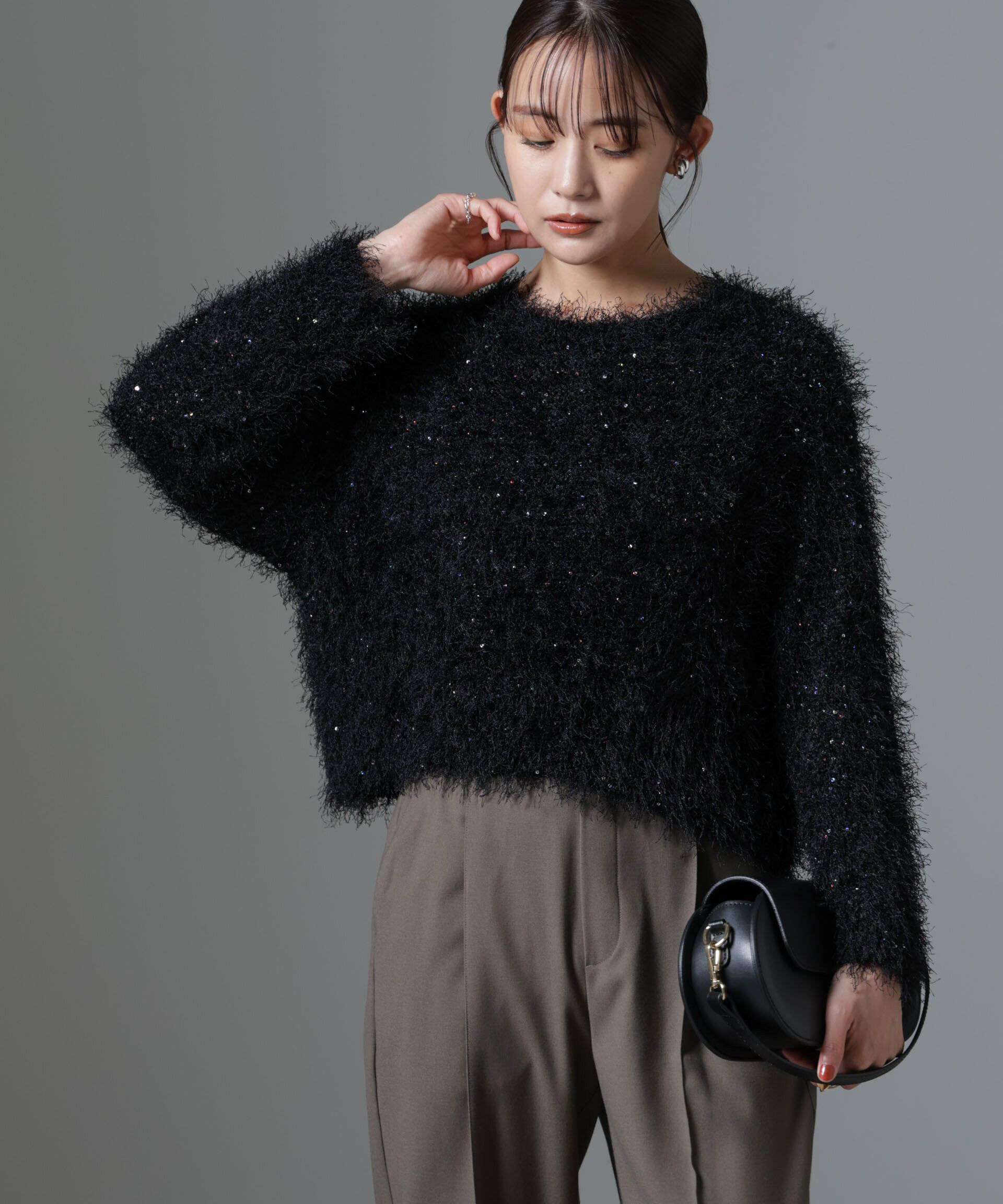 nano･universe「スパンコールフェザーニットプルオーバー」|ニット・セーター|