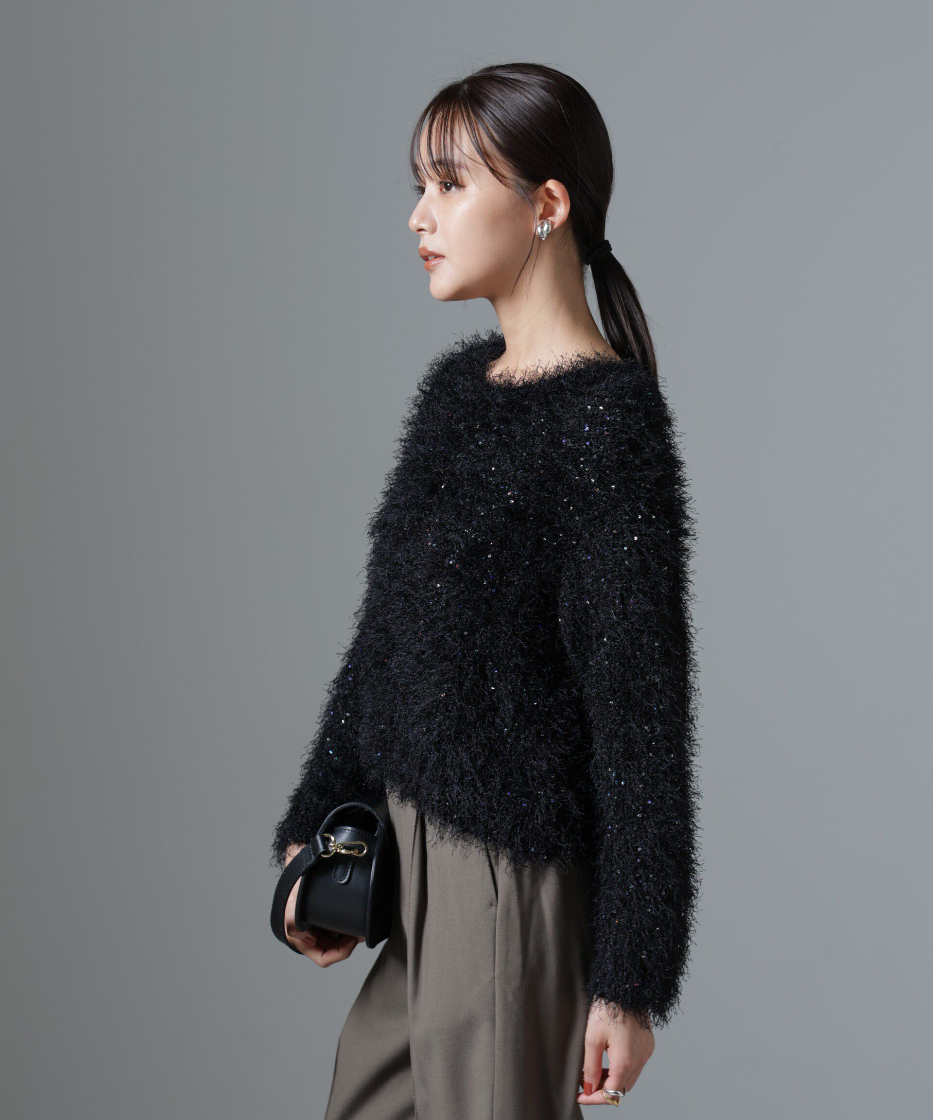 nano･universe「スパンコールフェザーニットプルオーバー」|ニット・セーター|