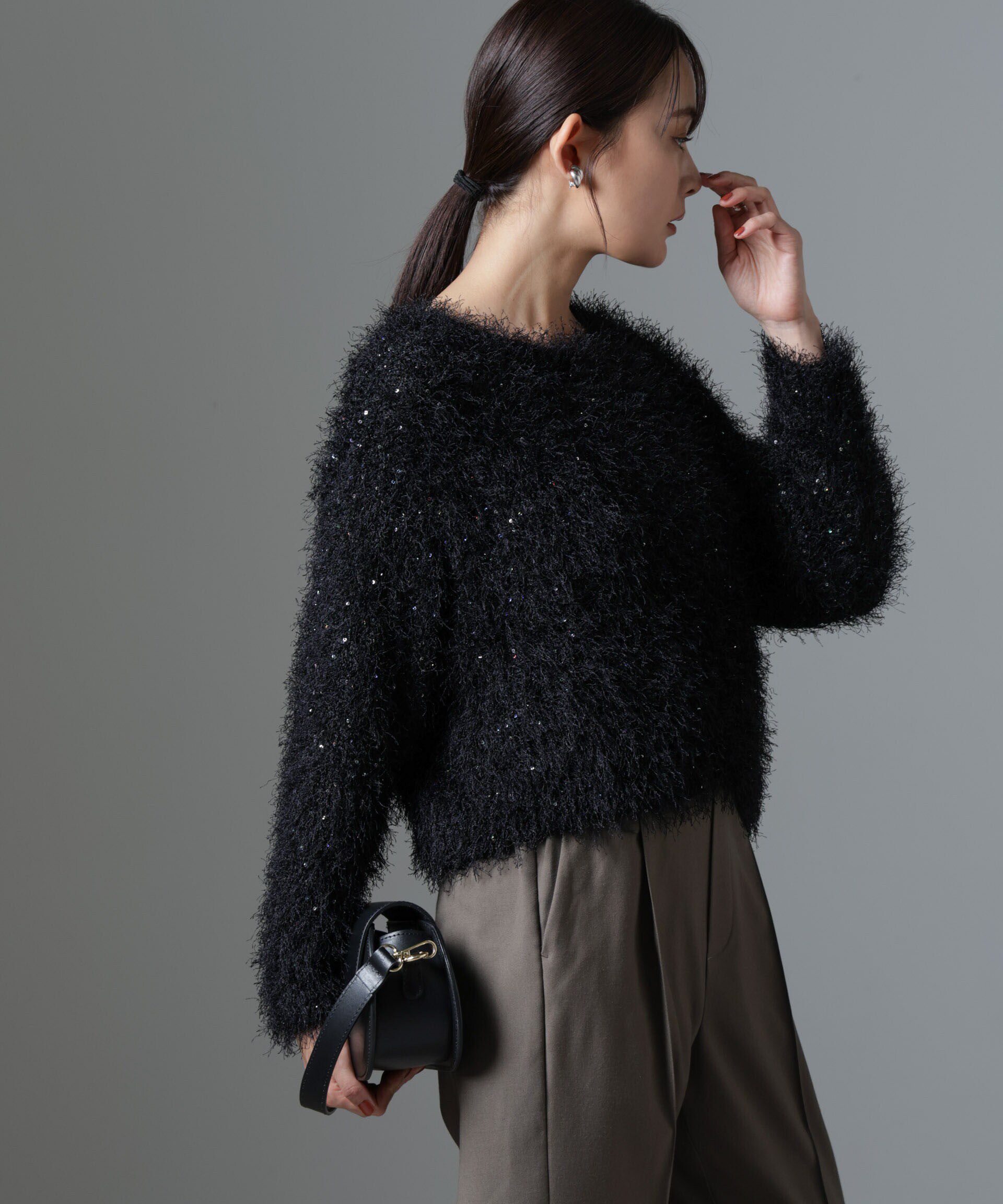 nano･universe「スパンコールフェザーニットプルオーバー」|ニット・セーター|